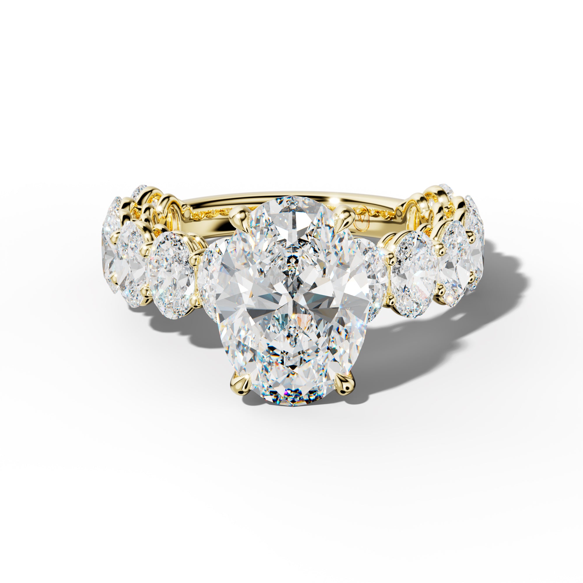 Saylor Oval Diamond Engagement Ring With Oval Side Stones