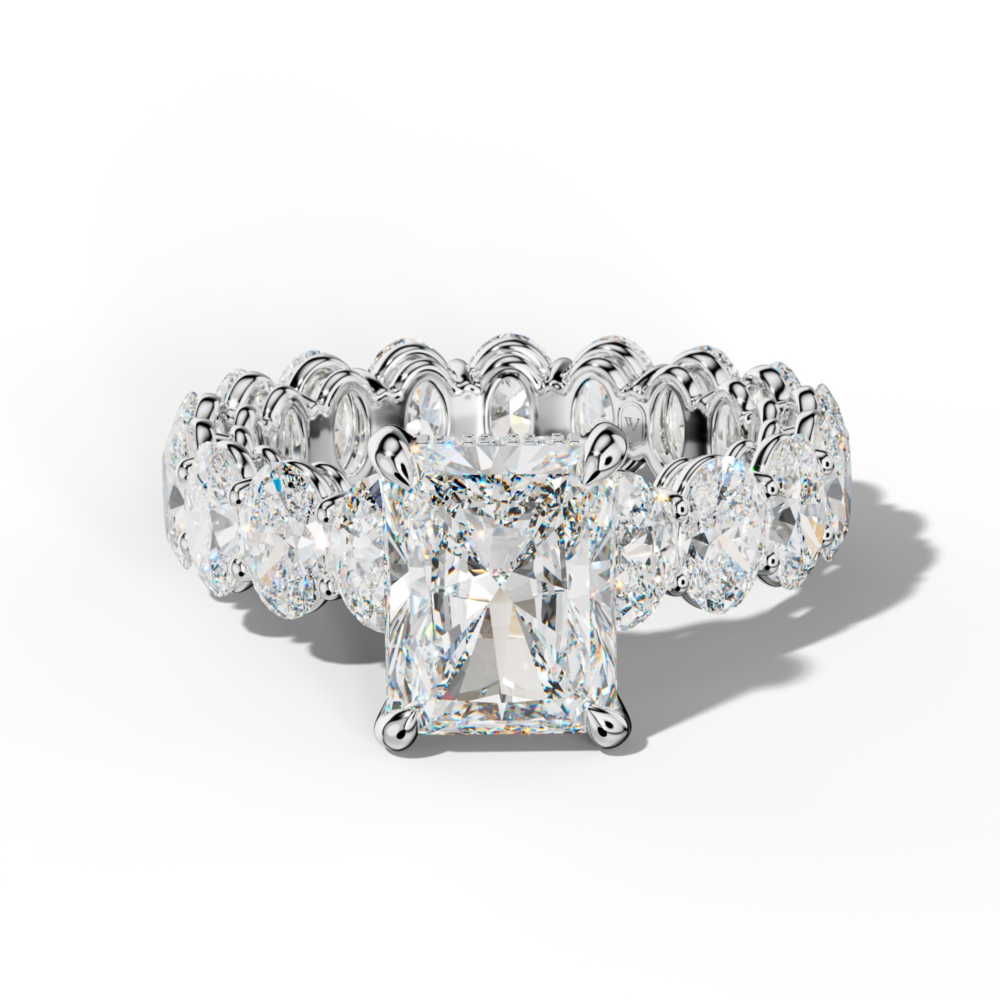 Amoura Radiant Diamond Engagement Ring With Oval Side Stones