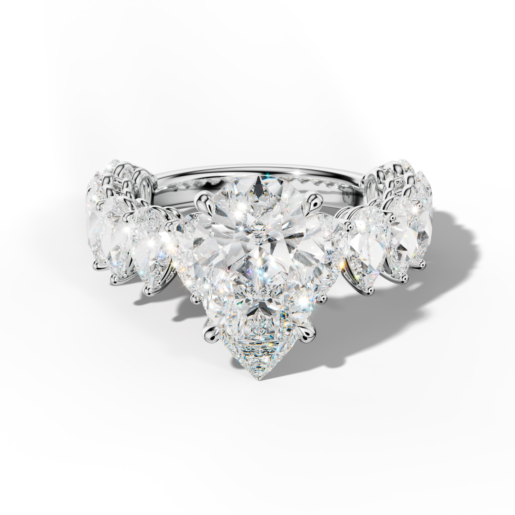 Remi Pear Shape Diamond Engagement Ring With Pear Shape Side Stones
