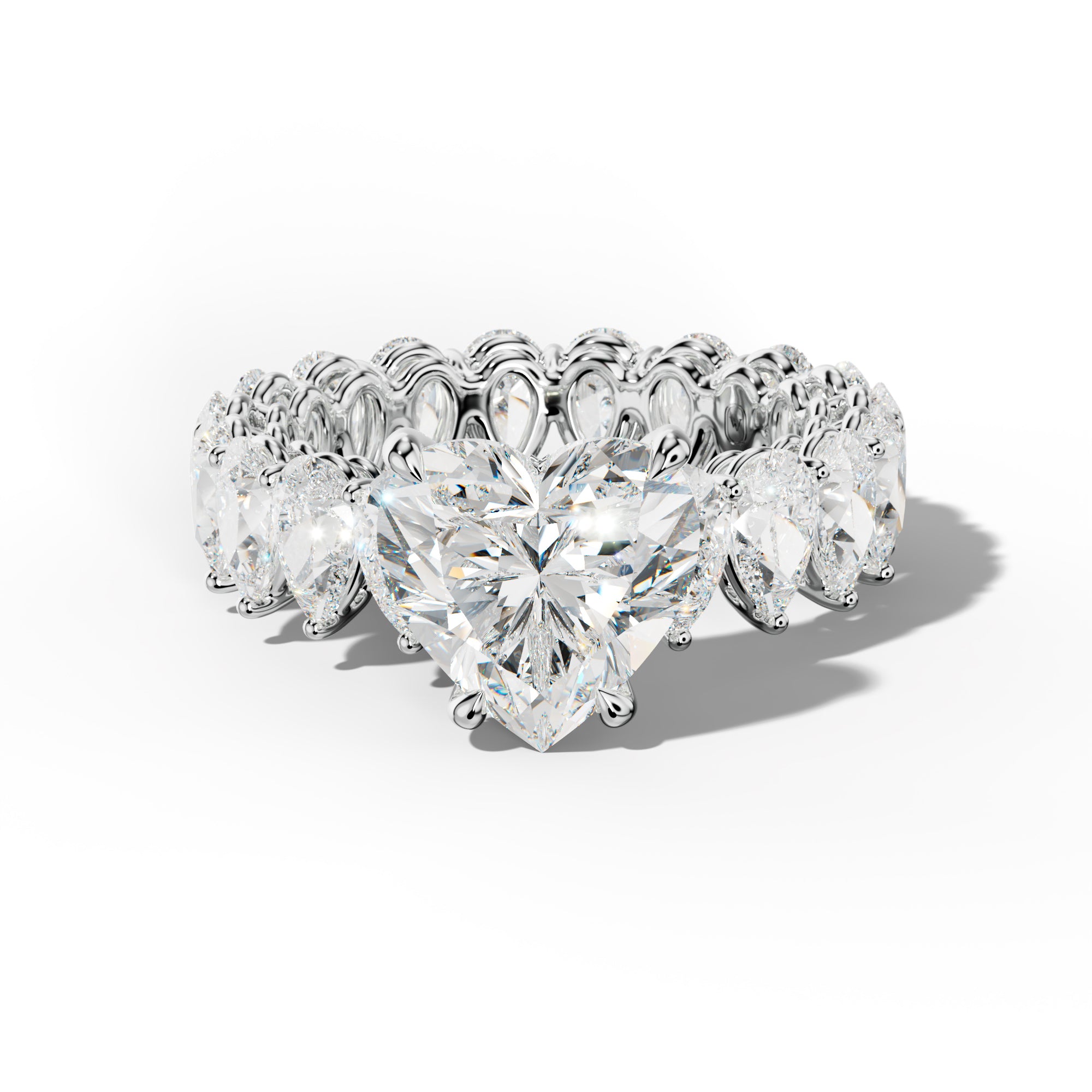 Maya Heart Diamond Engagement Ring With Pear Shape Side Stones
