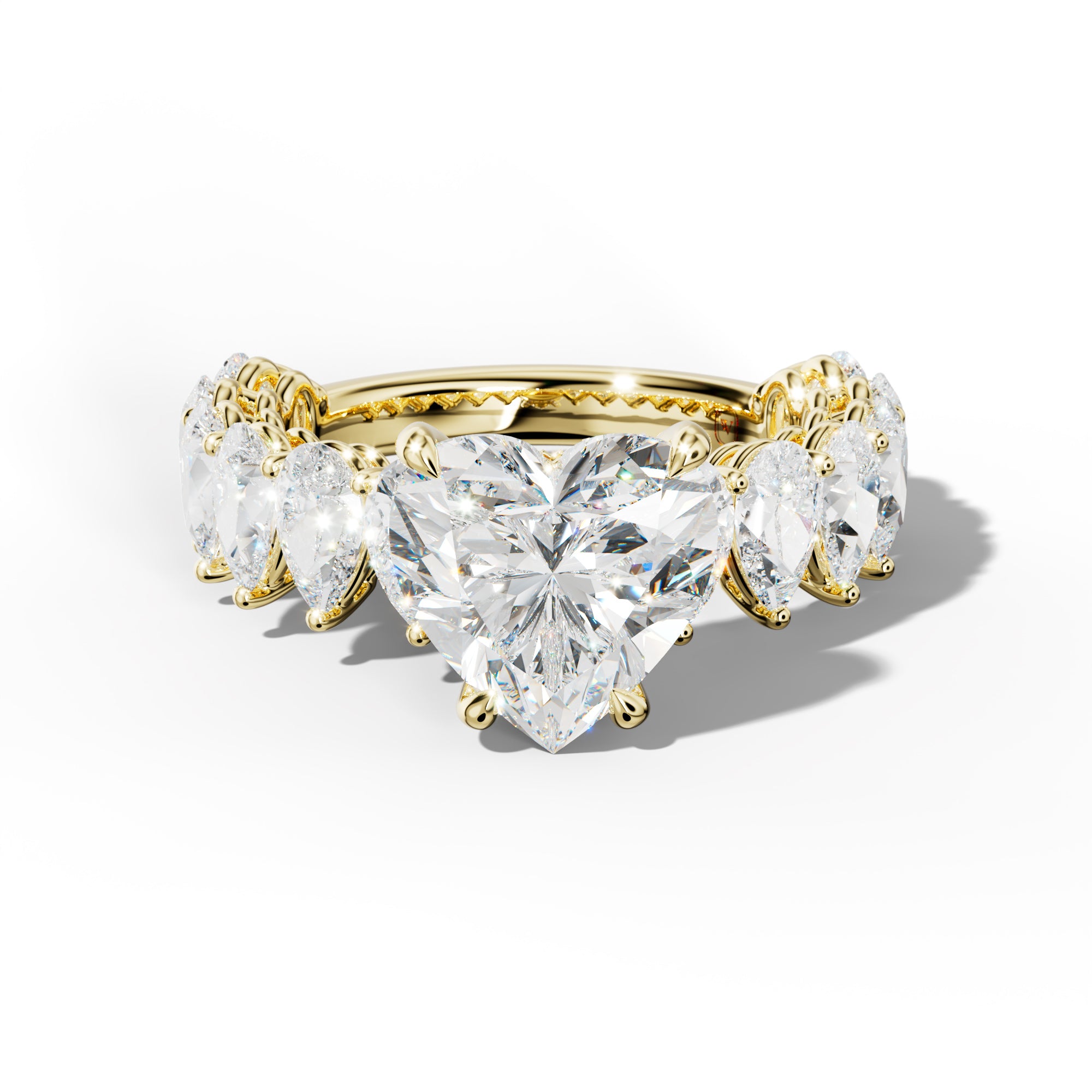 Remi Heart Diamond Engagement Ring With Pear Shape Side Stones