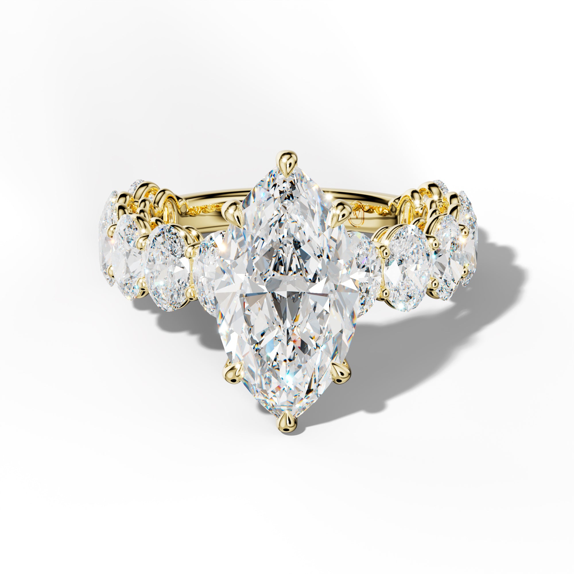 Saylor Marquise Diamond Engagement Ring With Oval Side Stones