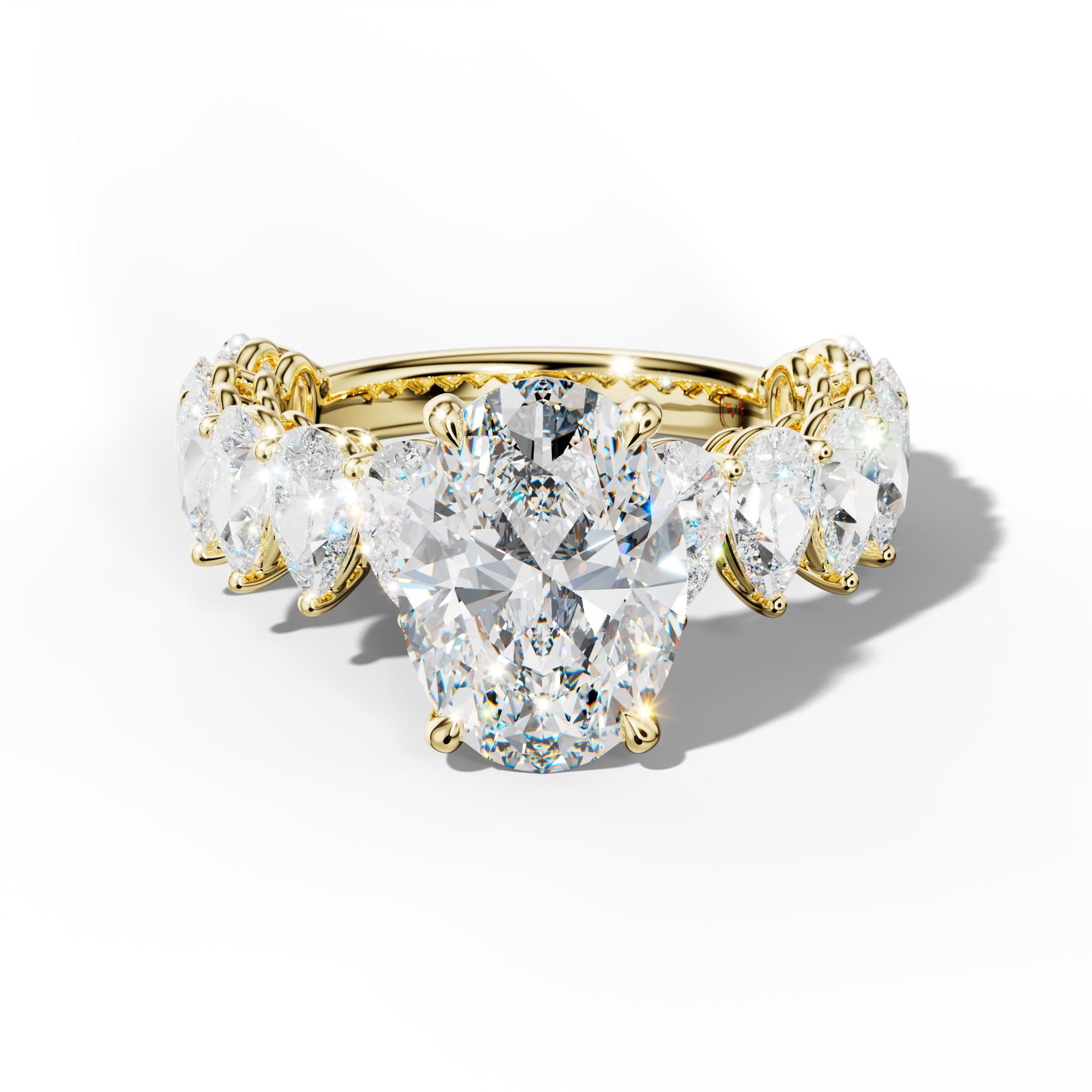 Remi Oval Diamond Engagement Ring With Pear Shape Side Stones