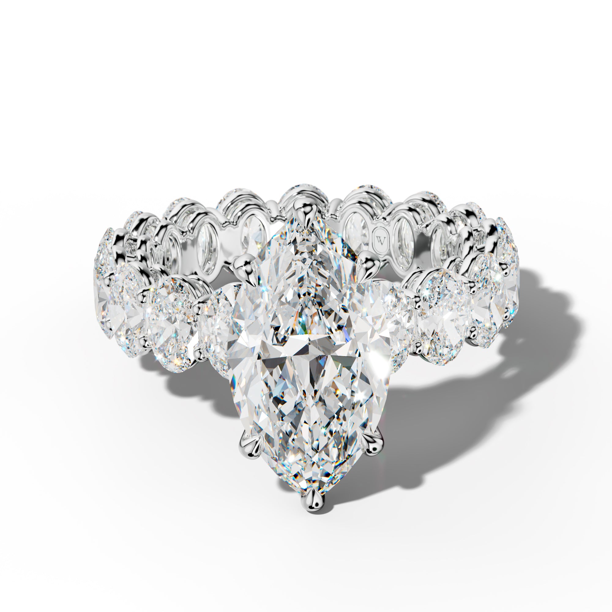 Amoura Marquise Diamond Engagement Ring With Oval Side Stones