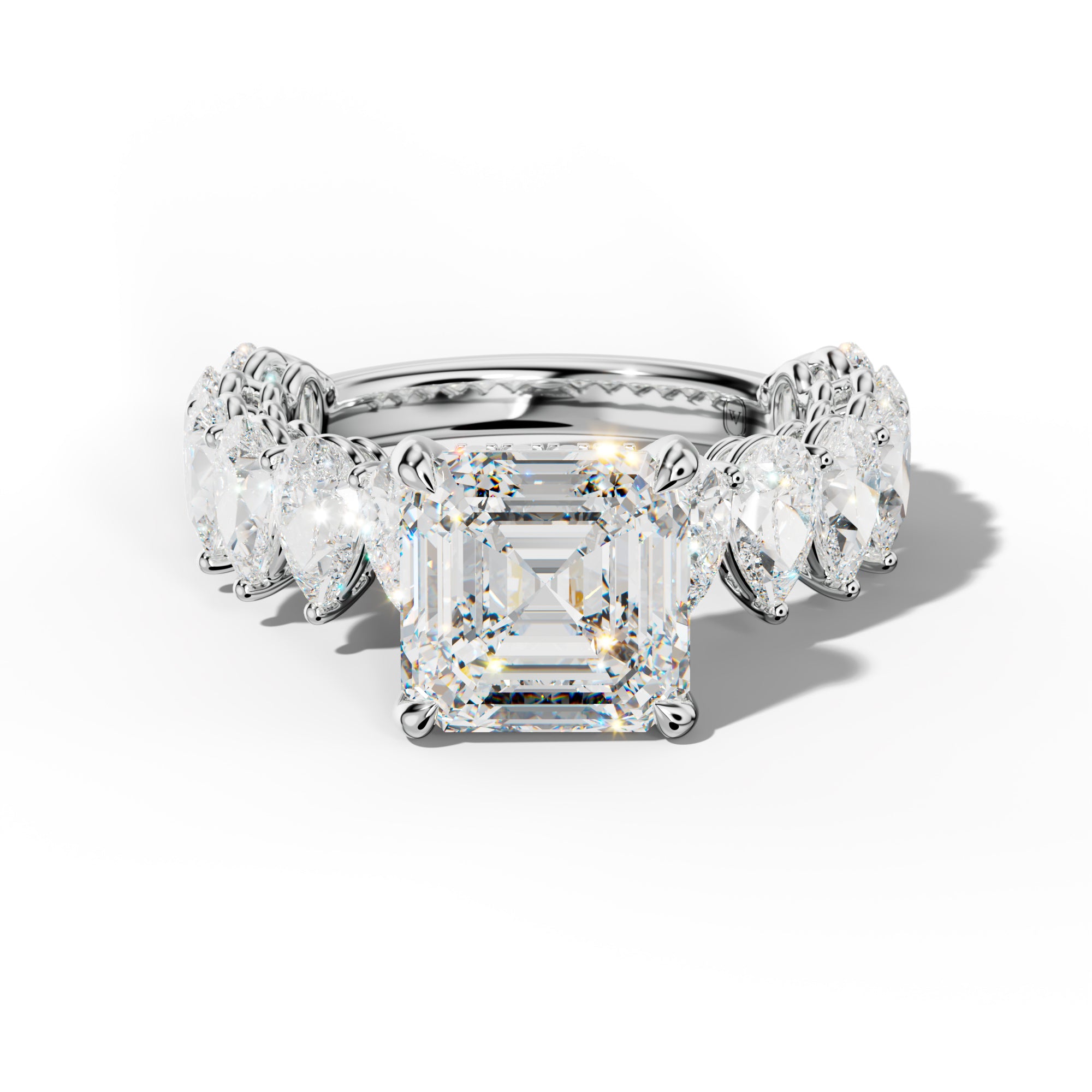 Remi Asscher Diamond Engagement Ring With Pear Shape Side Stones