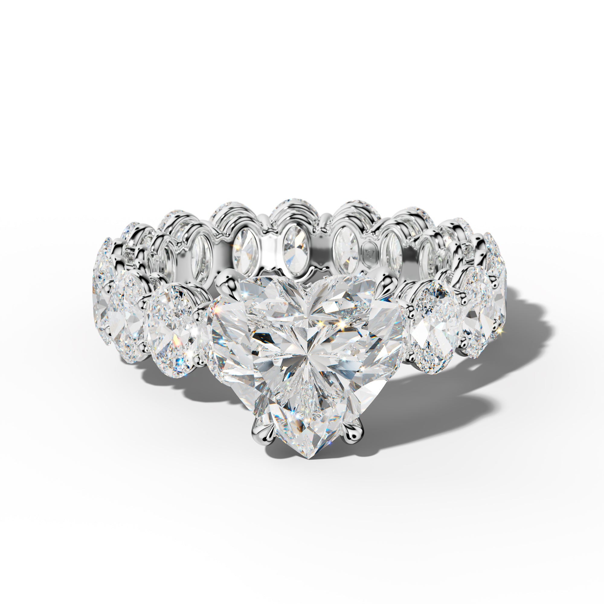 Amoura Heart Diamond Engagement Ring With Oval Side Stones