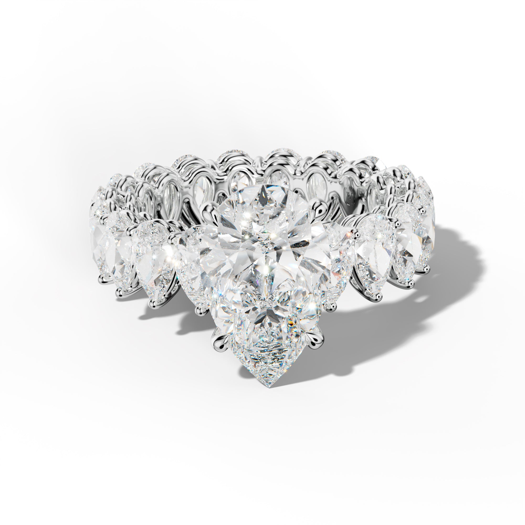 Maya Pear Shape Diamond Engagement Ring With Pear Shape Side Stones