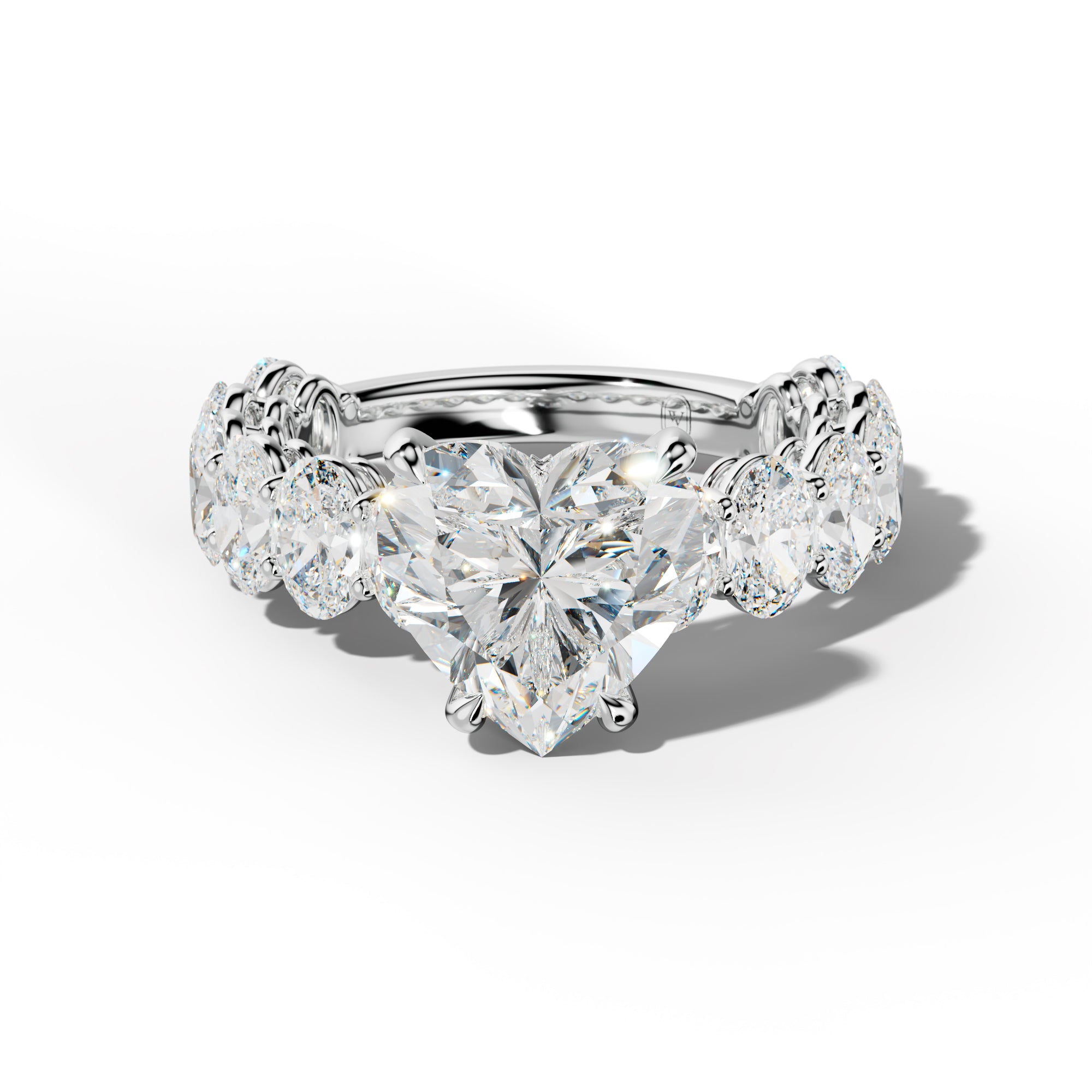 Saylor Heart Diamond Engagement Ring With Oval Side Stones