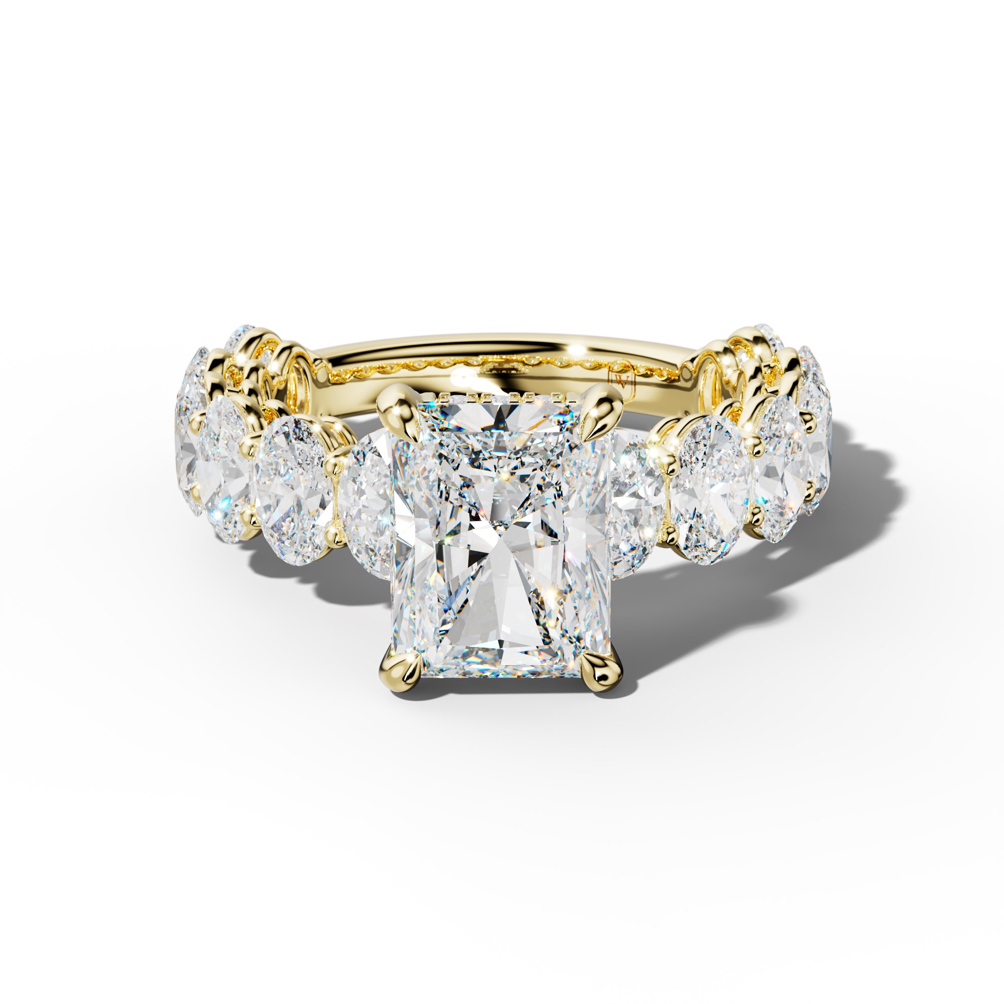 Saylor Radiant Diamond Engagement Ring With Oval Side Stones