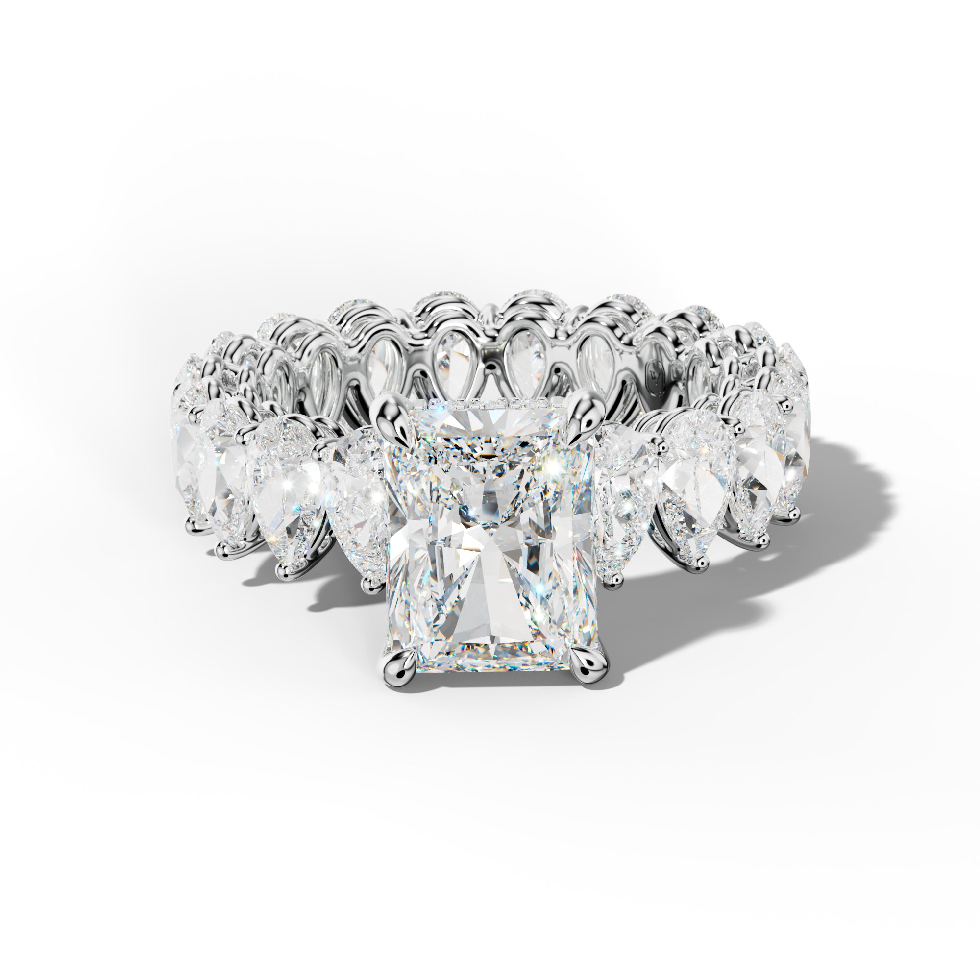 Maya Radiant Diamond Engagement Ring With Pear Shape Side Stones