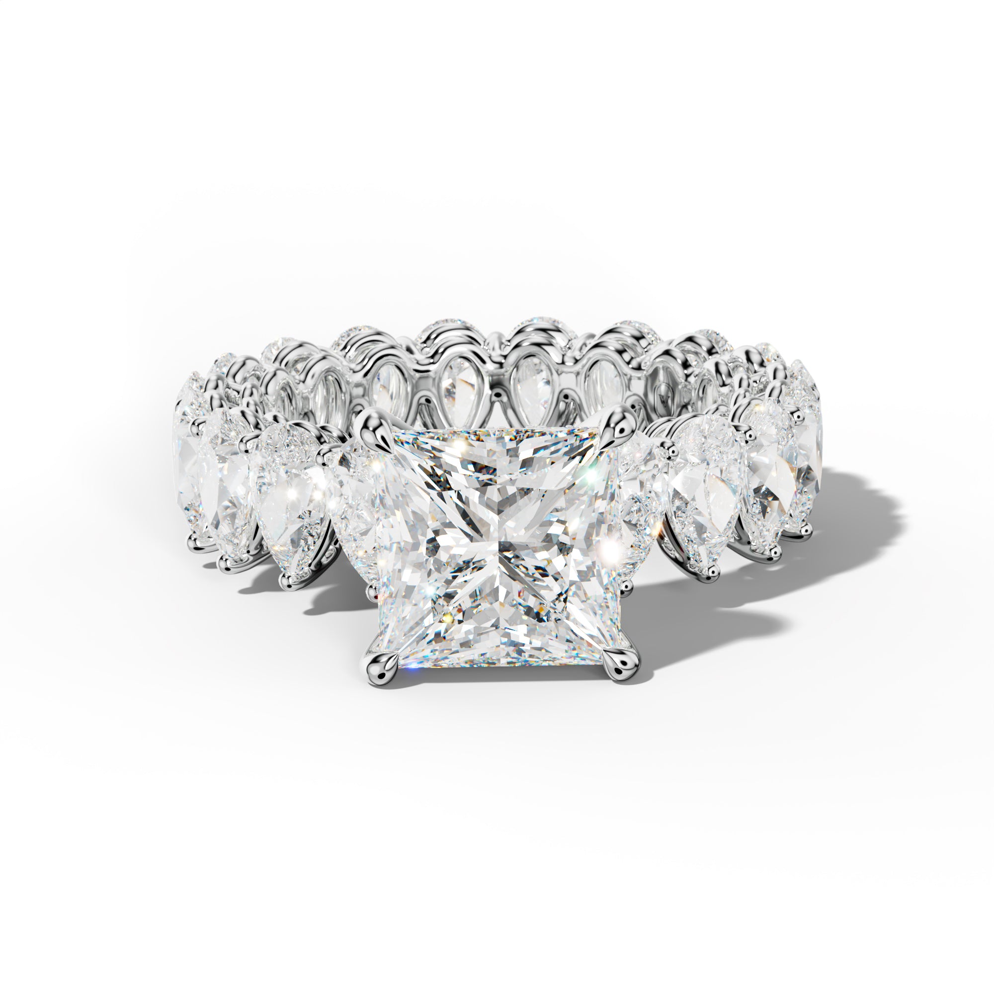 Maya Princess Cut Diamond Engagement Ring With Pear Shape Side Stones
