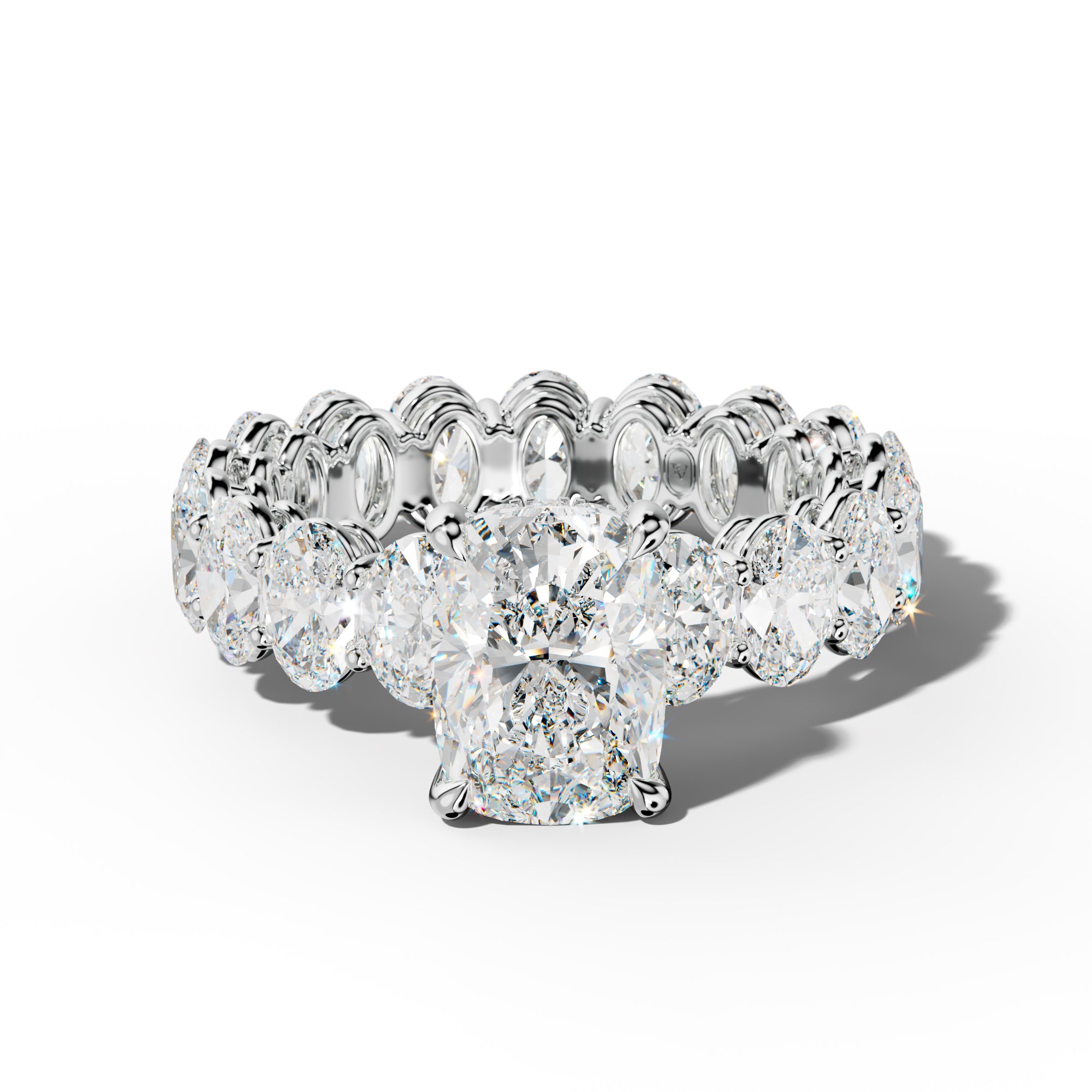Amoura Elongated Cushion Diamond Engagement Ring With Oval Side Stones