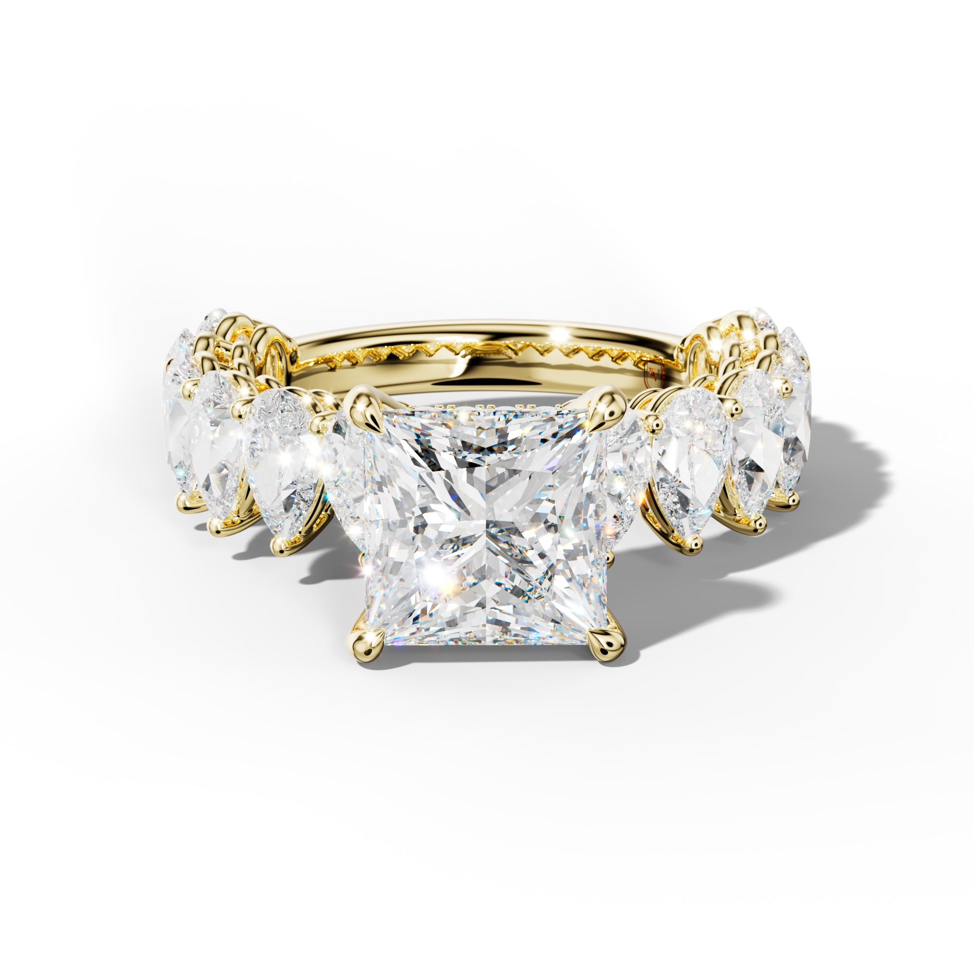 Remi Princess Cut Diamond Engagement Ring With Pear Shape Side Stones