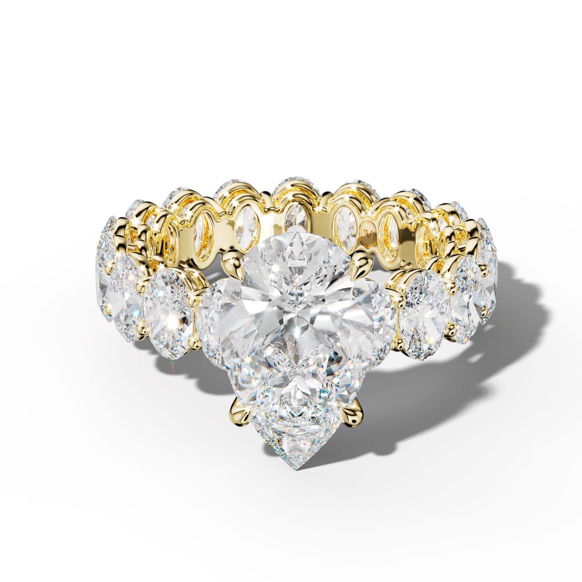 Amoura Pear Shape Engagement Ring With Oval Side Stones
