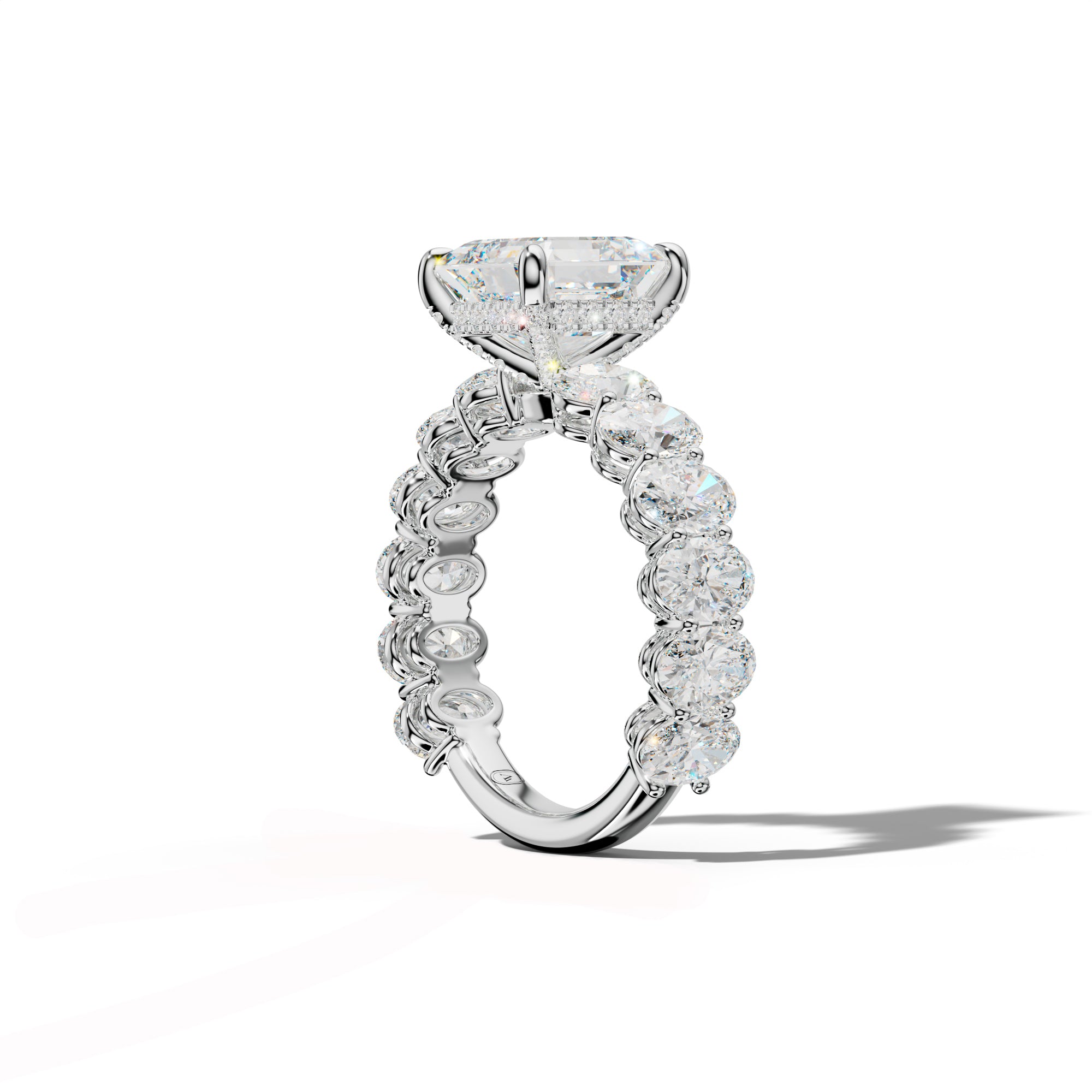 Saylor Asscher Diamond Engagement Ring With Oval Side Stones