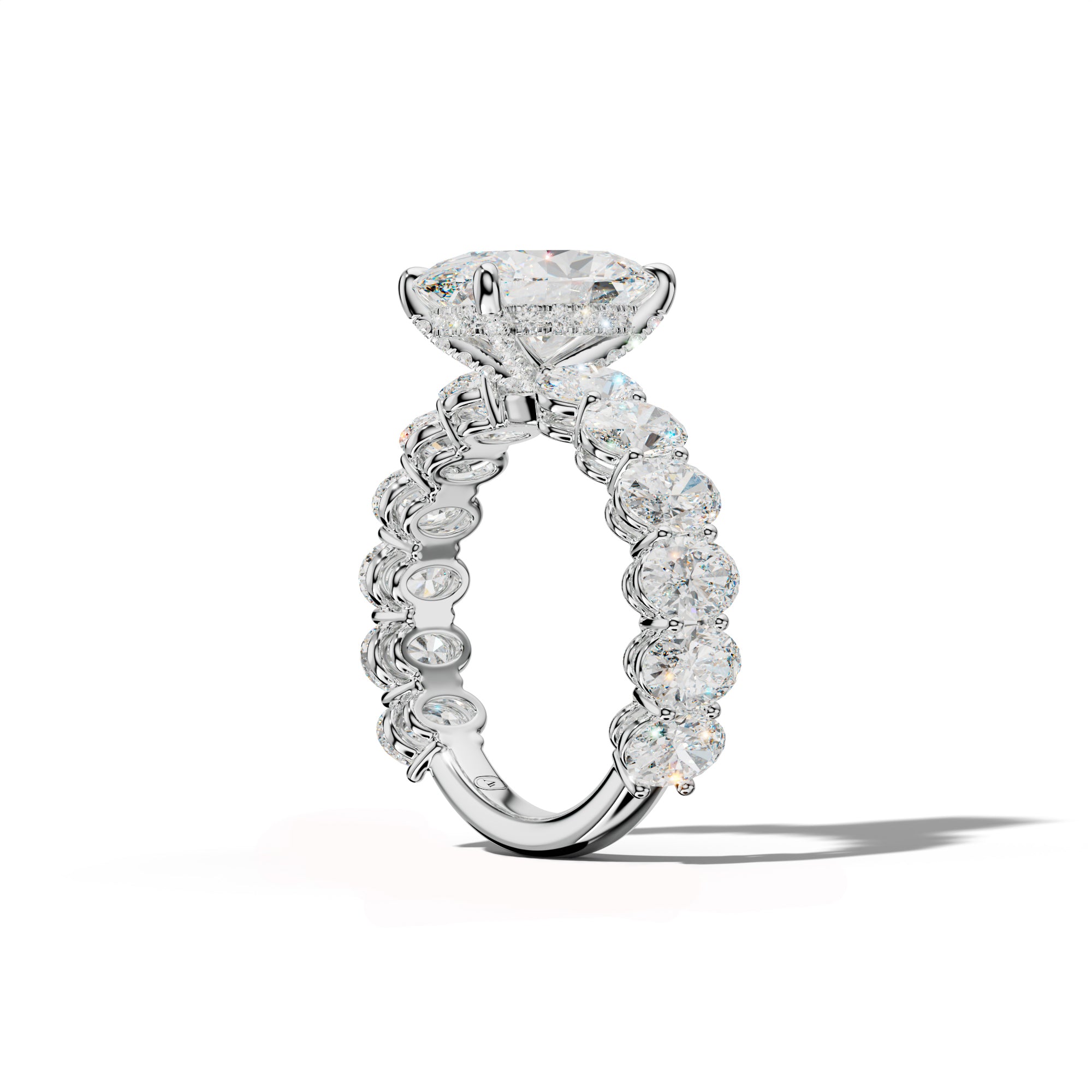Saylor Oval Diamond Engagement Ring With Oval Side Stones