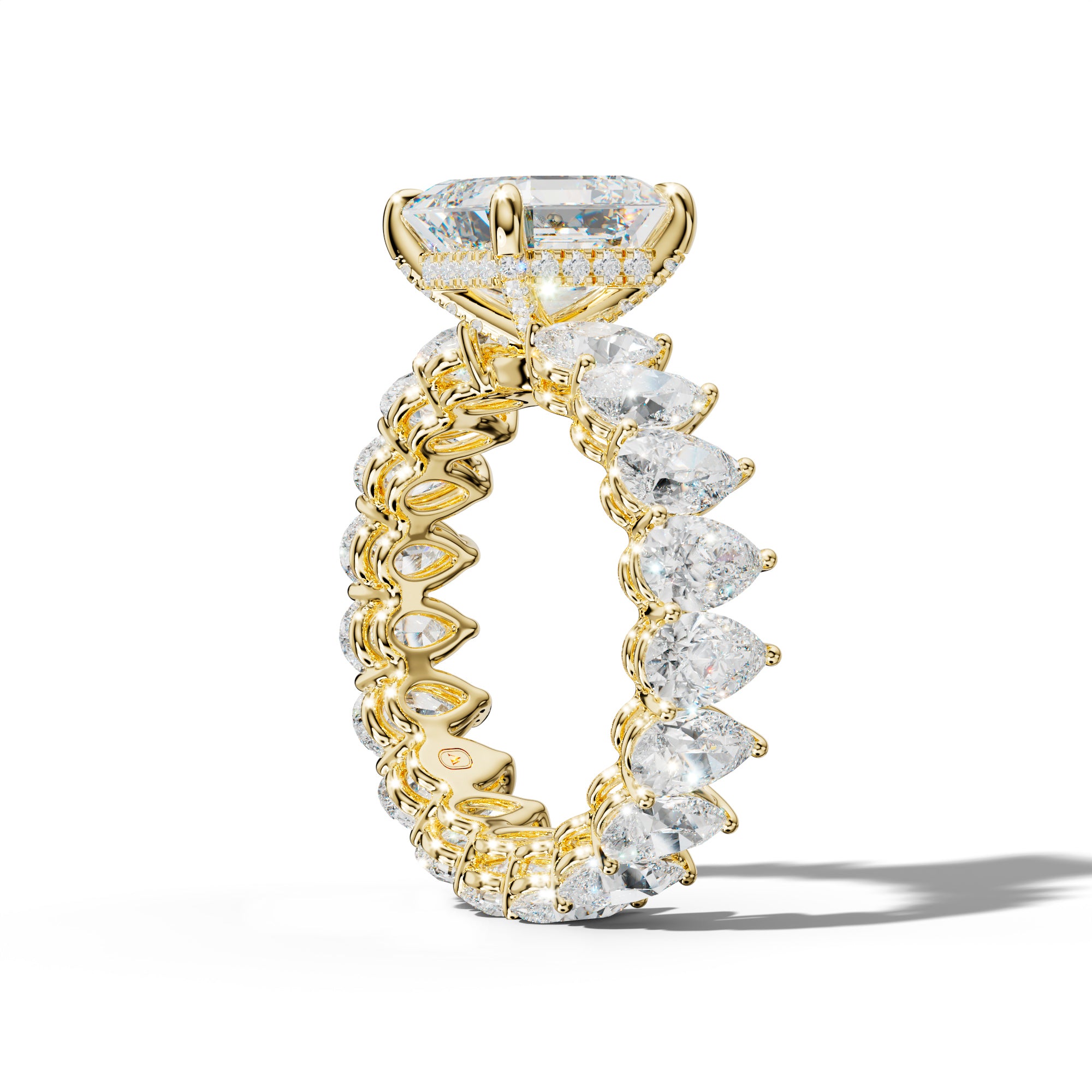 Maya Asscher Diamond Engagement Ring With Pear Shape Side Stones