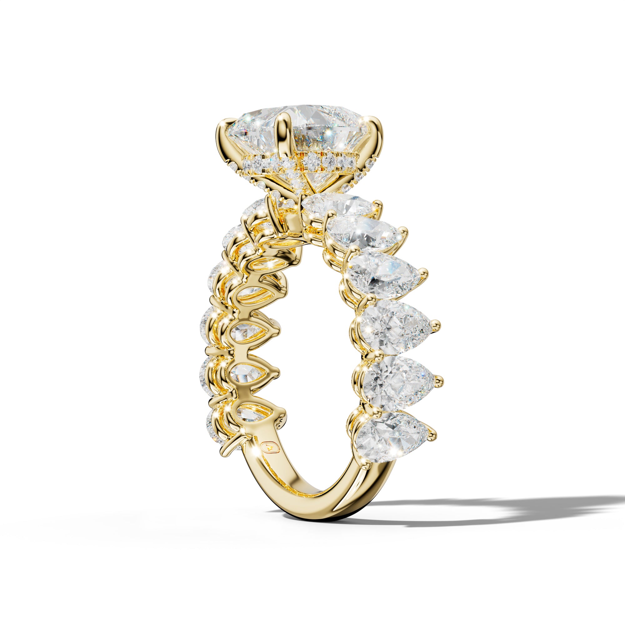 Remi Heart Diamond Engagement Ring With Pear Shape Side Stones