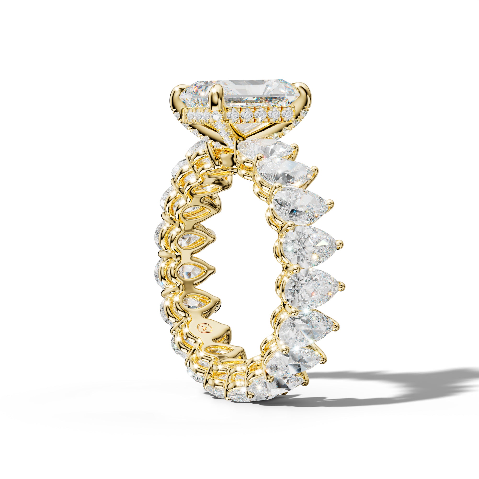 Maya Radiant Diamond Engagement Ring With Pear Shape Side Stones