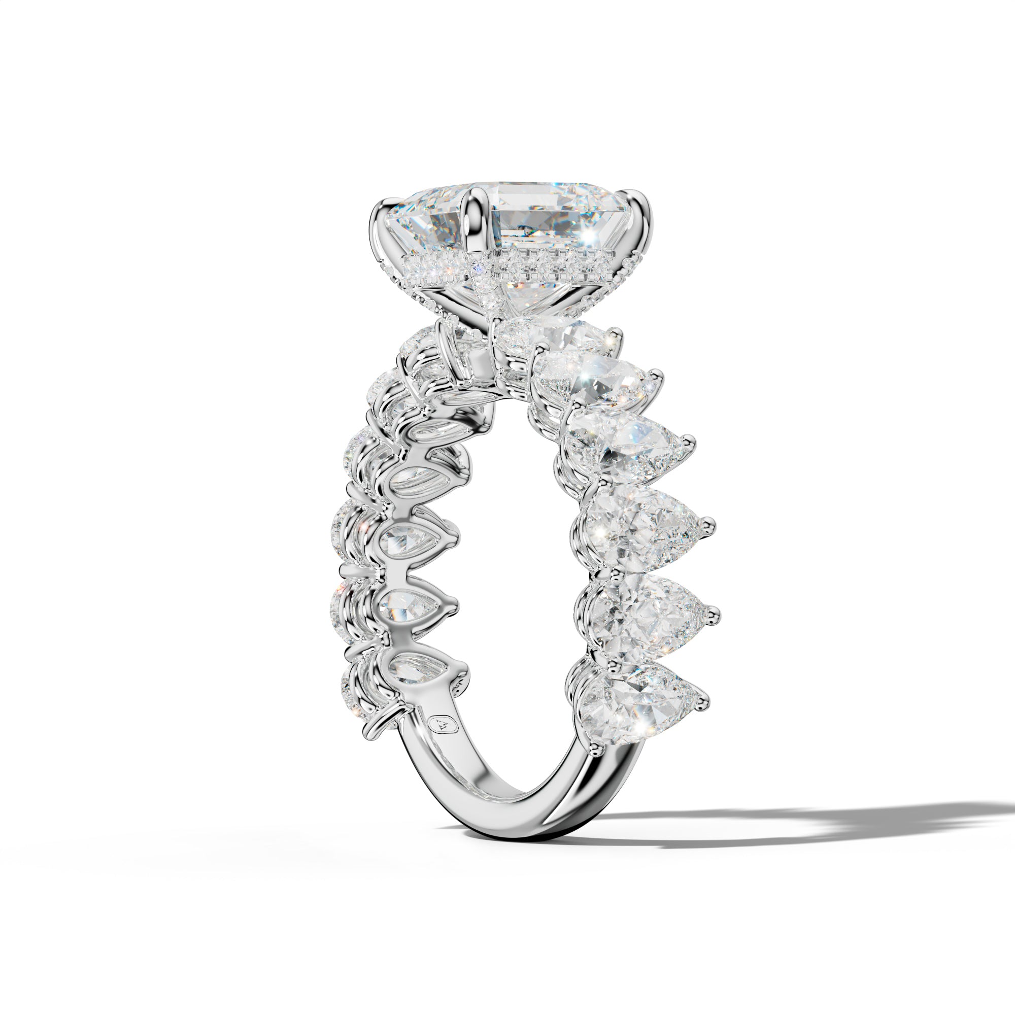 Remi Asscher Diamond Engagement Ring With Pear Shape Side Stones