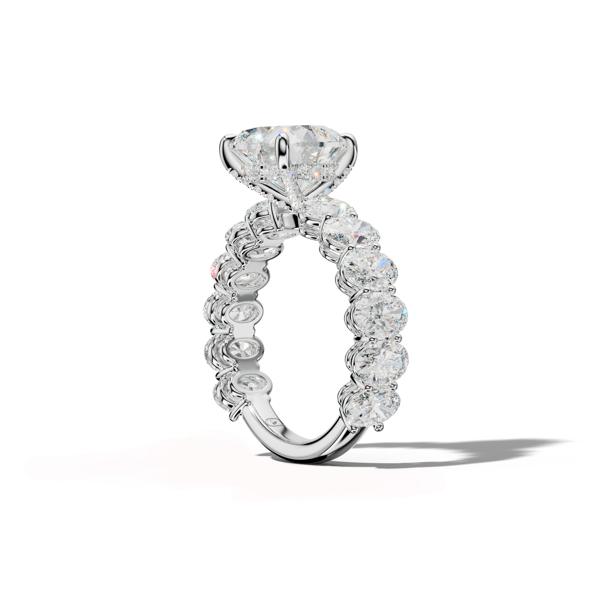 Saylor Heart Diamond Engagement Ring With Oval Side Stones