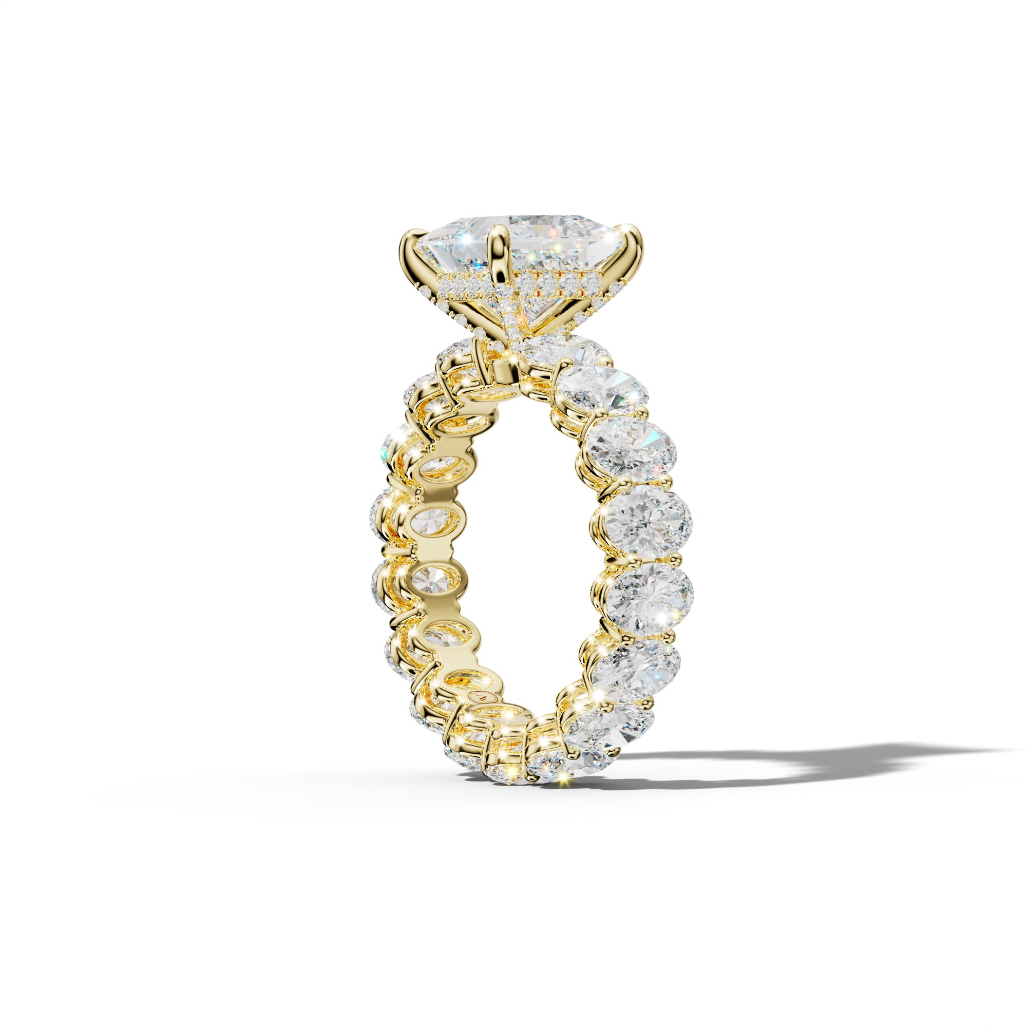 Amoura Princess Cut Engagement Ring With Oval Side Stones