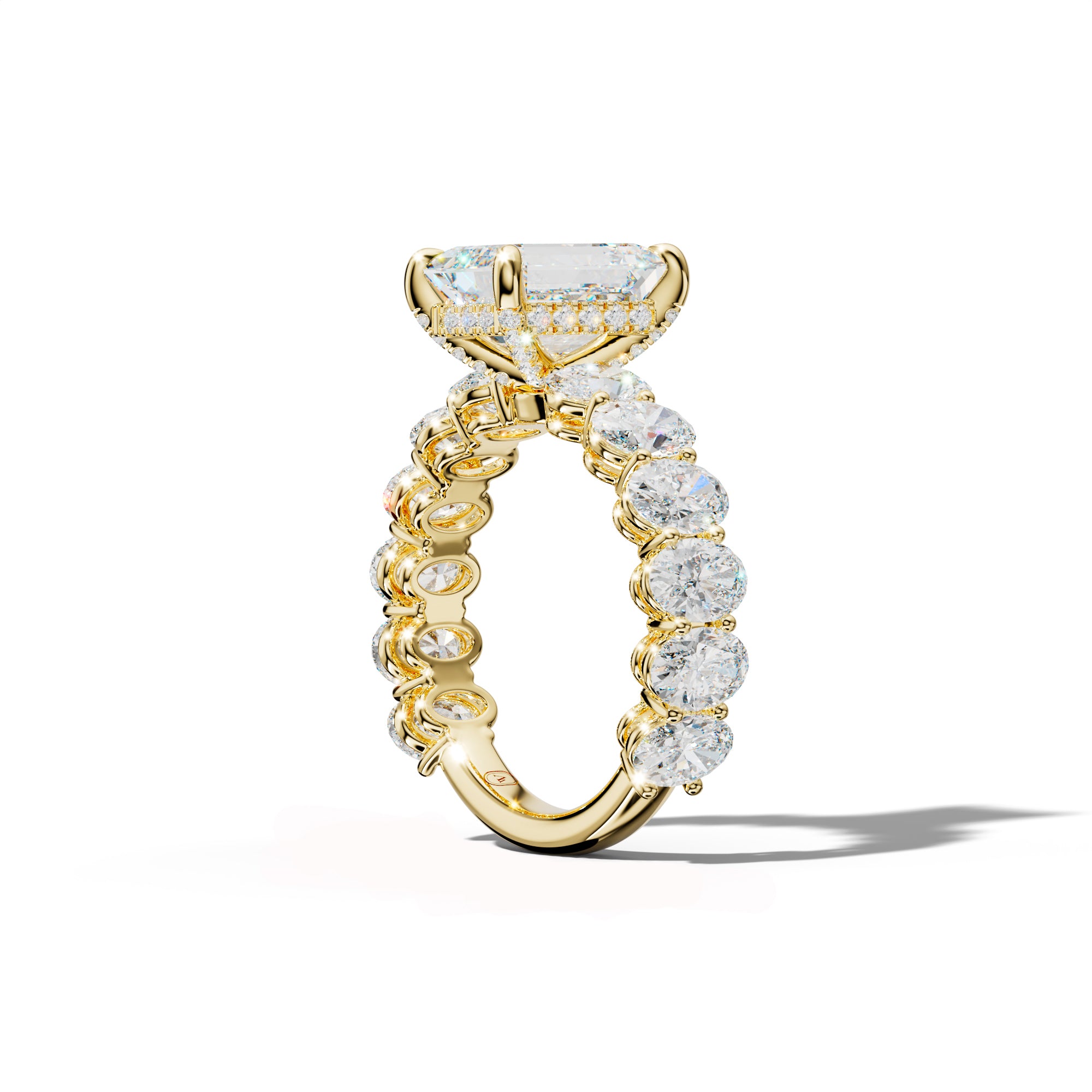 Saylor Emerald Cut Engagement Ring With Oval Side Stones