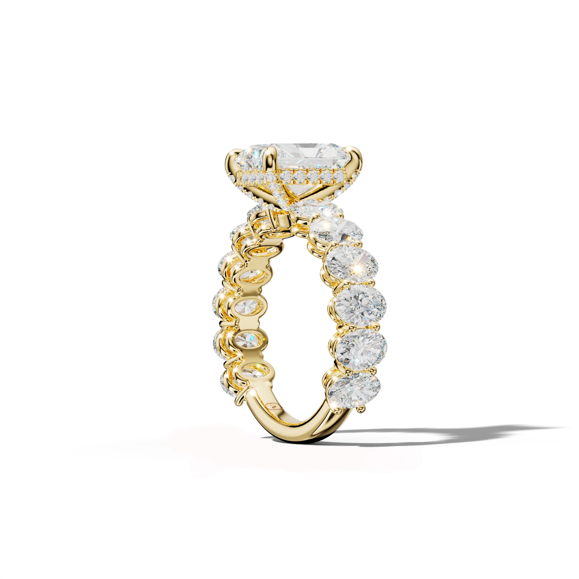 Saylor Radiant Diamond Engagement Ring With Oval Side Stones