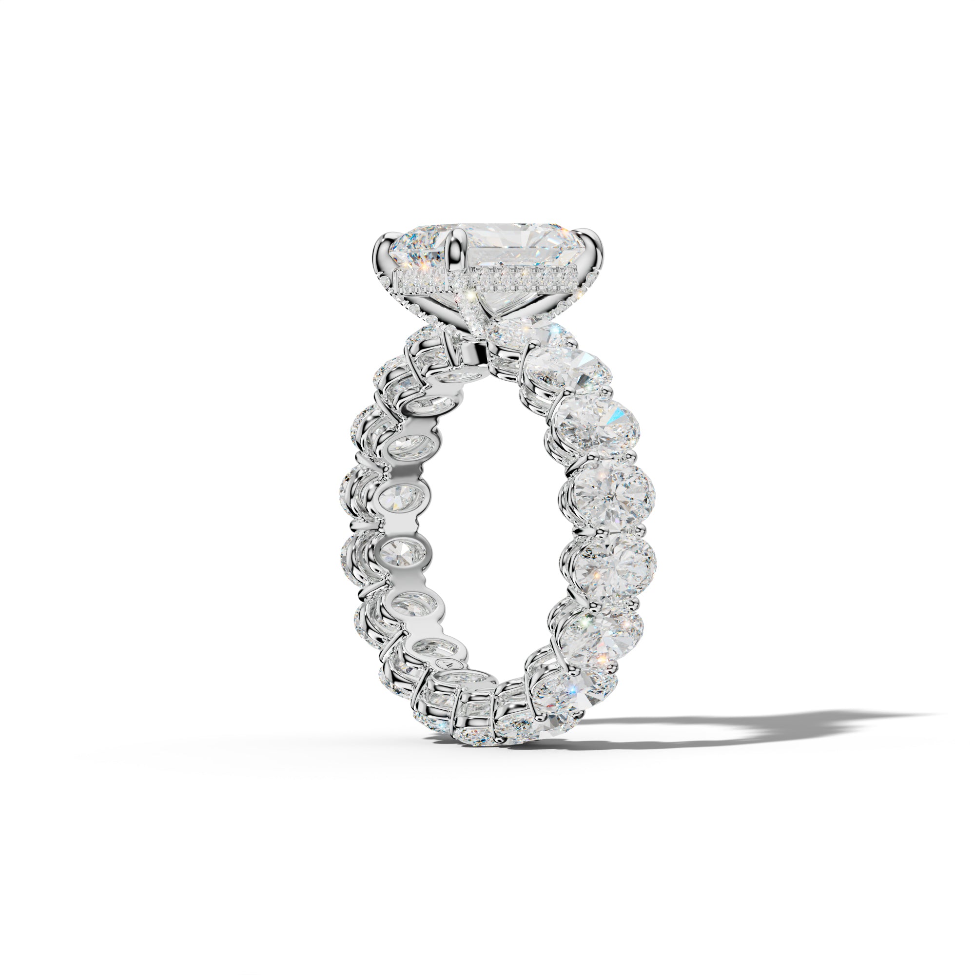 Amoura Radiant Diamond Engagement Ring With Oval Side Stones