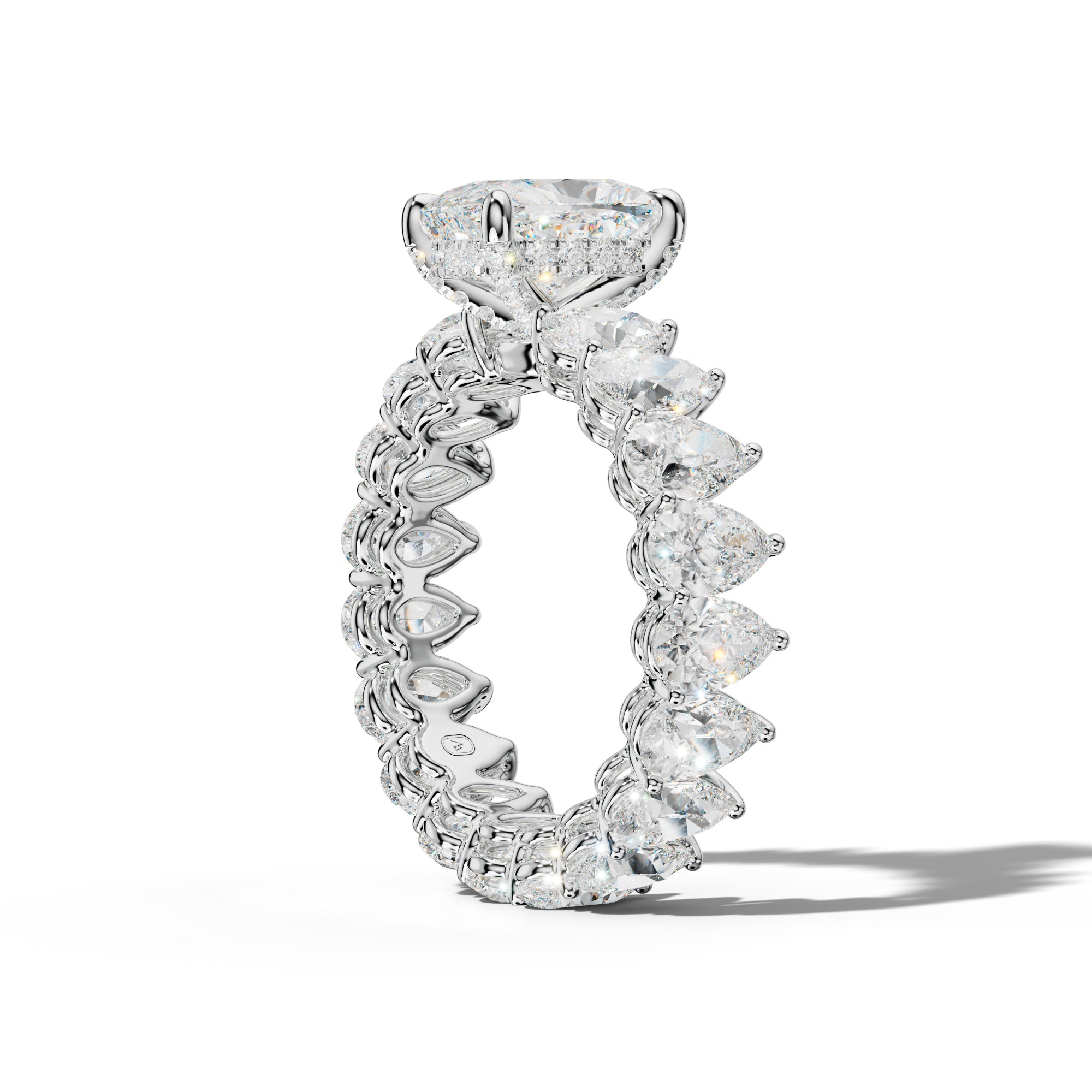Maya Elongated Cushion Diamond Engagement Ring With Pear Shape Side Stones