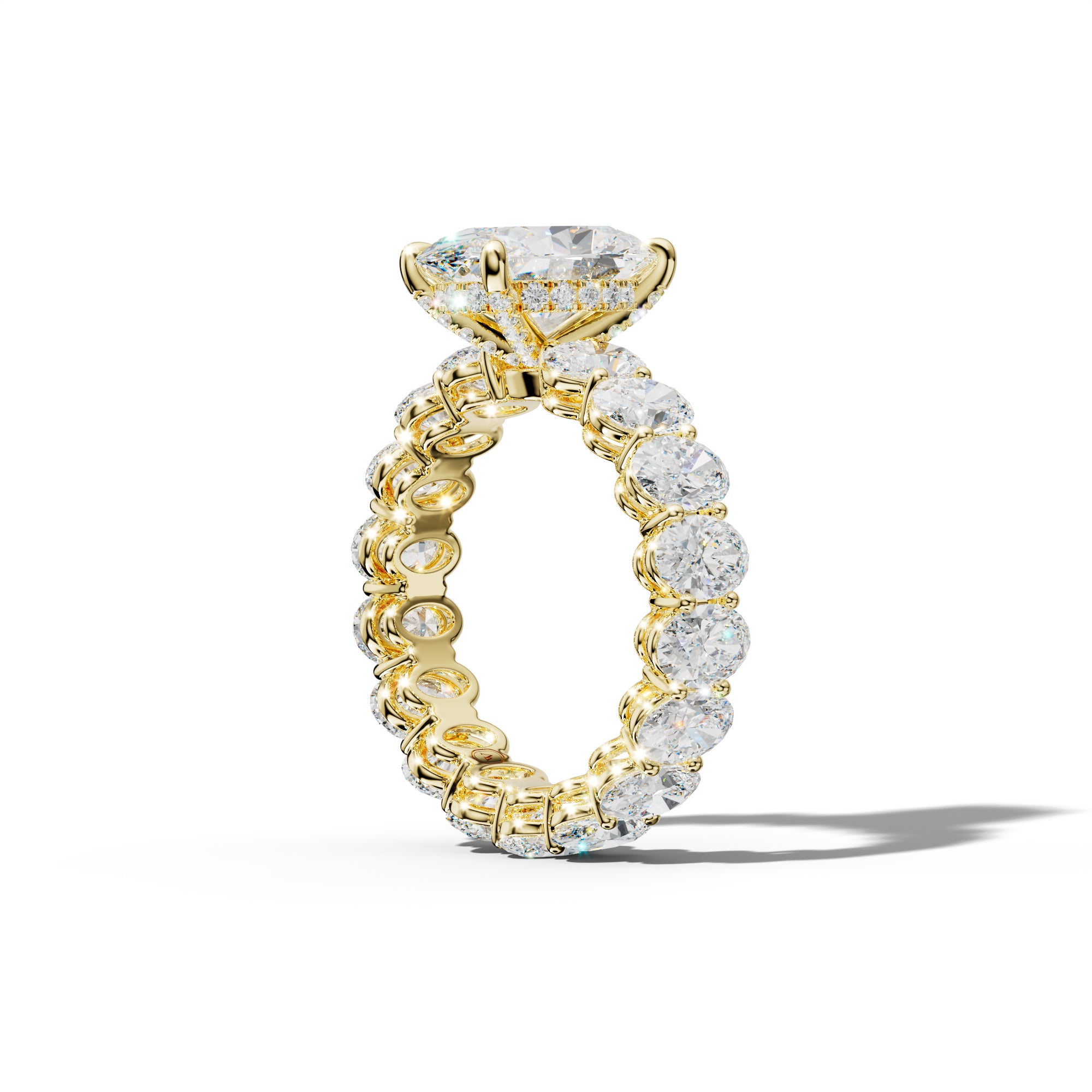 Amoura Oval Diamond Engagement Ring With Oval Side Stones