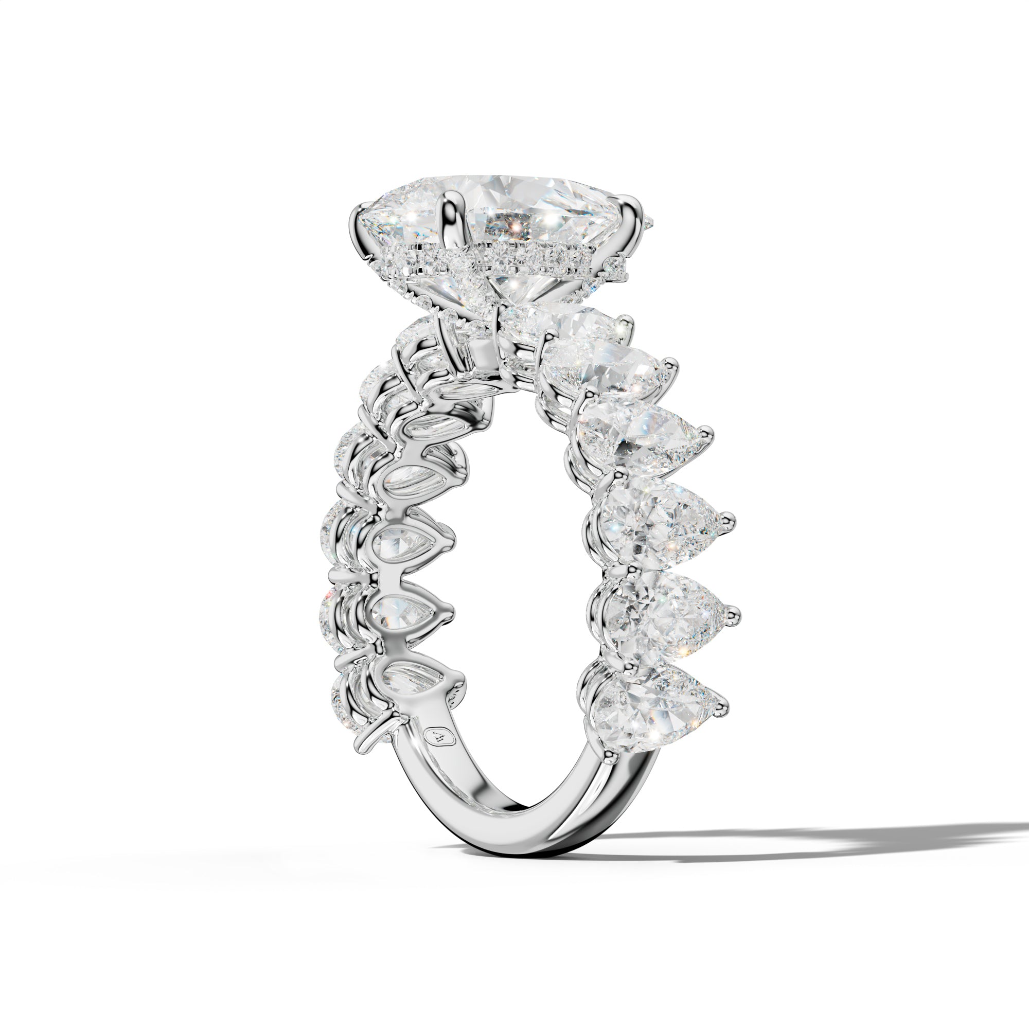 Remi Pear Shape Diamond Engagement Ring With Pear Shape Side Stones