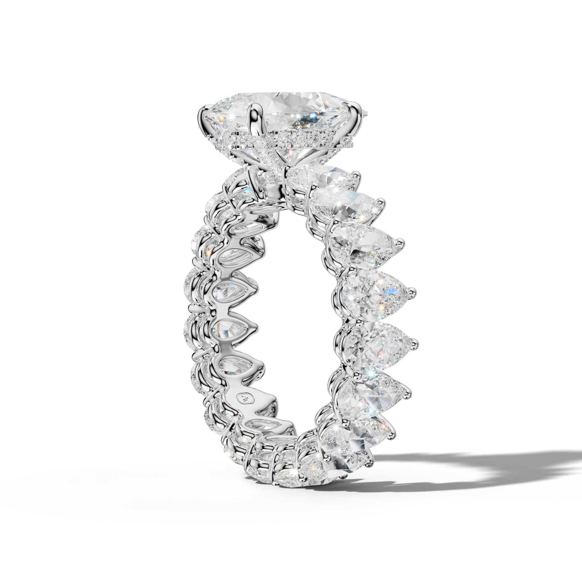 Maya Pear Shape Diamond Engagement Ring With Pear Shape Side Stones
