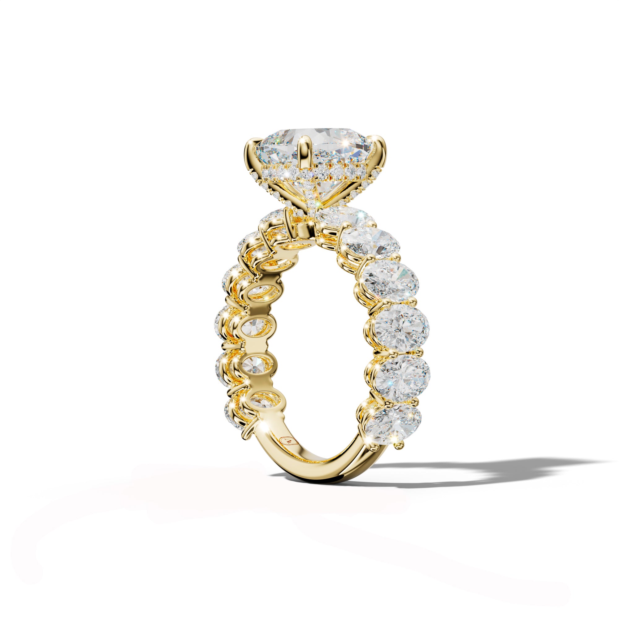 Saylor Cushion Diamond Engagement Ring With Oval Side Stones