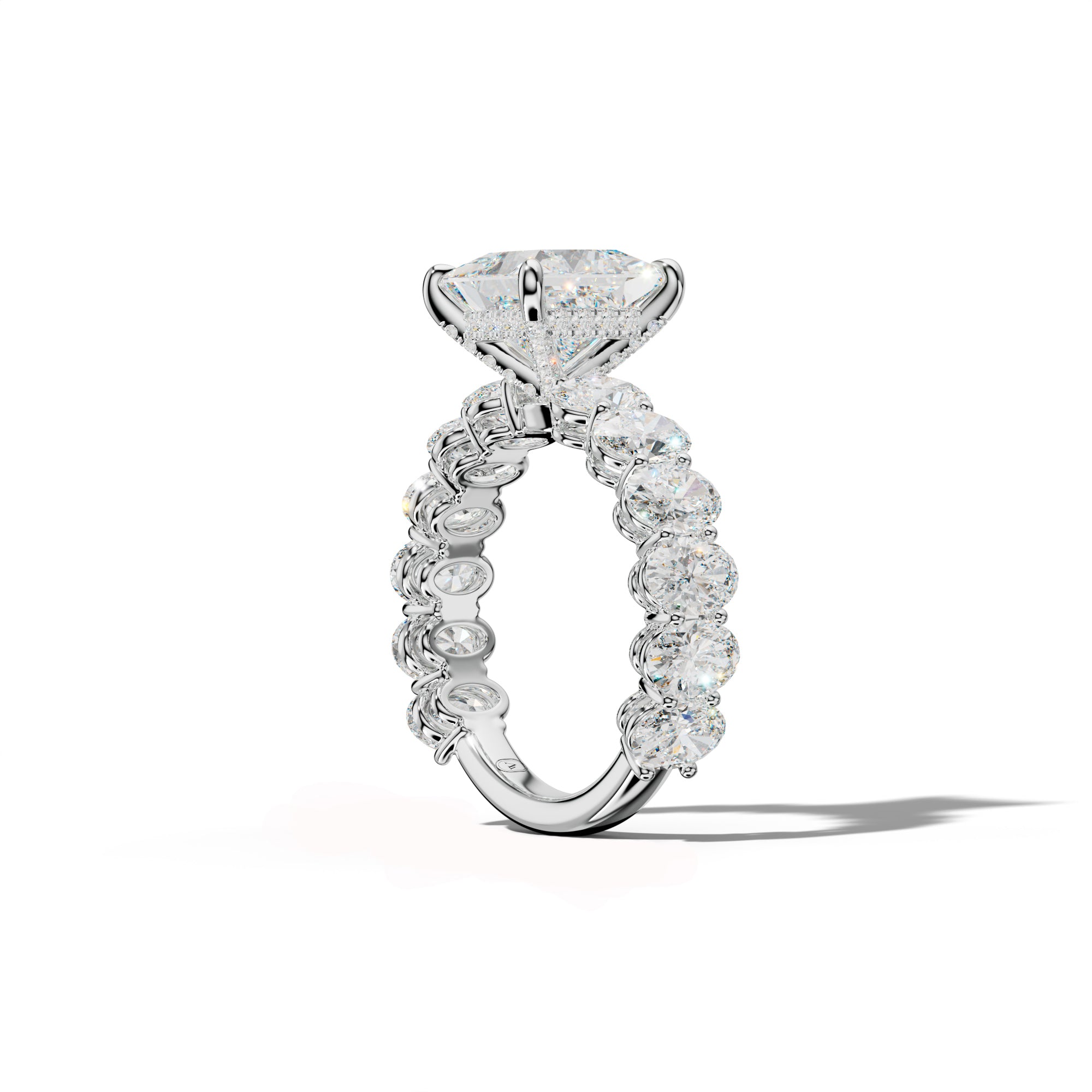 Saylor Princess Cut  Engagement Ring With Oval Side Stones