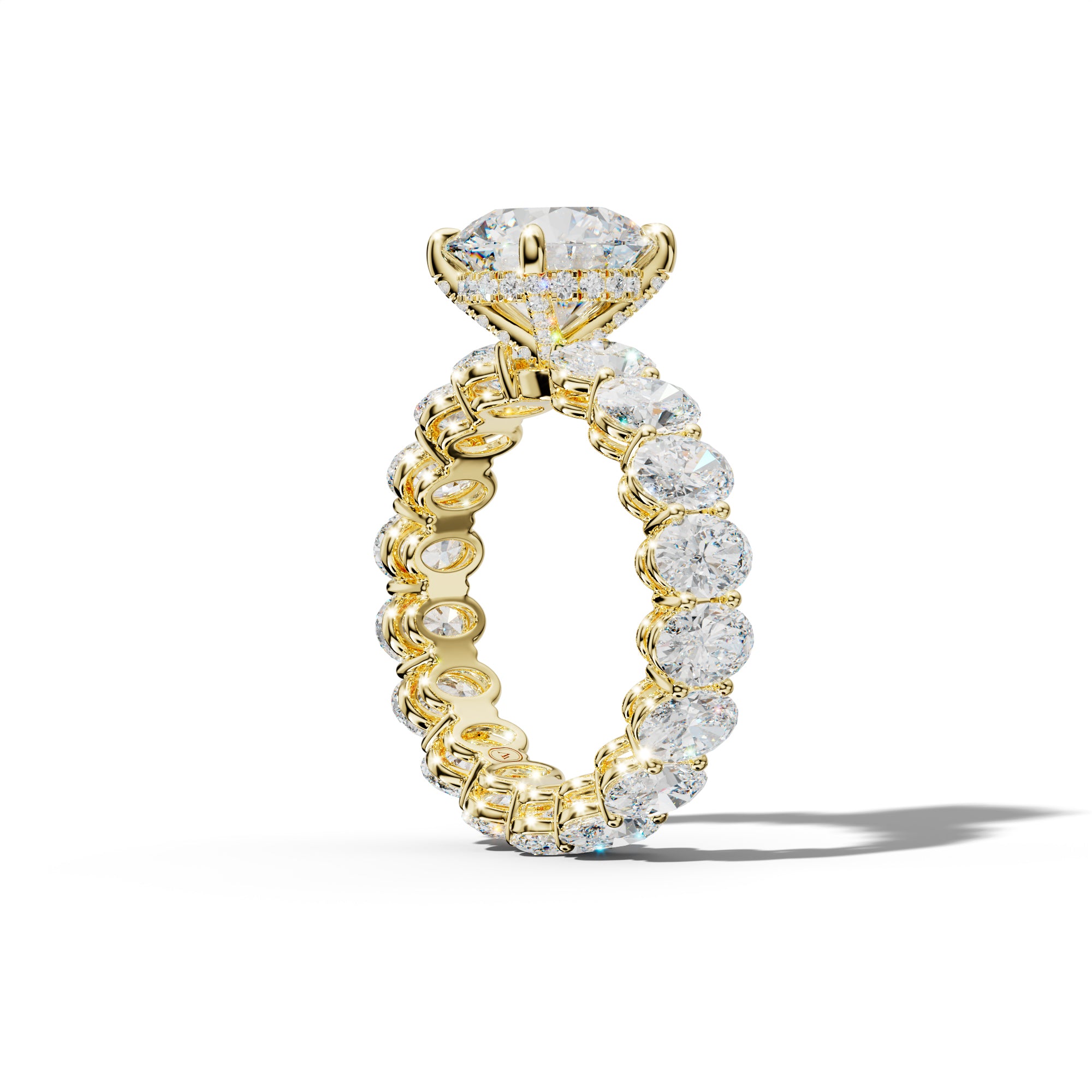 Amoura Round Diamond Engagement Ring With Oval Side Stones