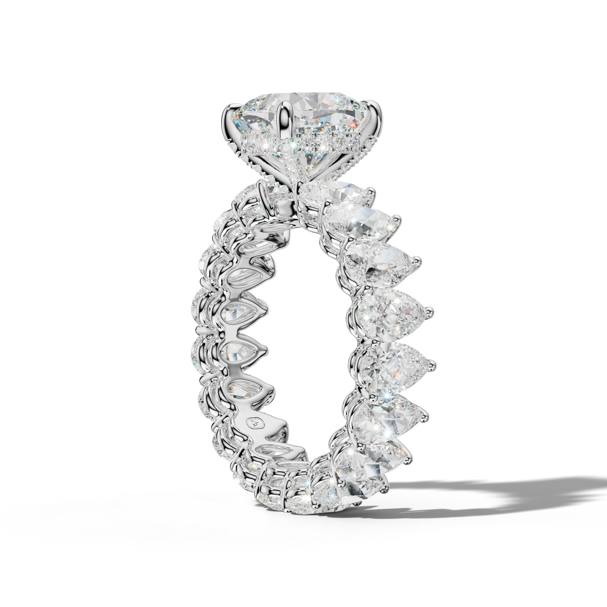Maya Cushion Diamond Engagement Ring With Pear Shape Side Stones