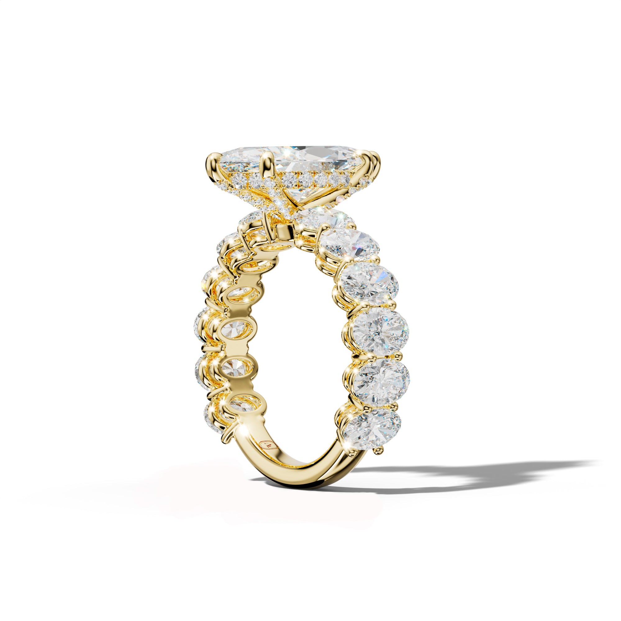Saylor Marquise Diamond Engagement Ring With Oval Side Stones