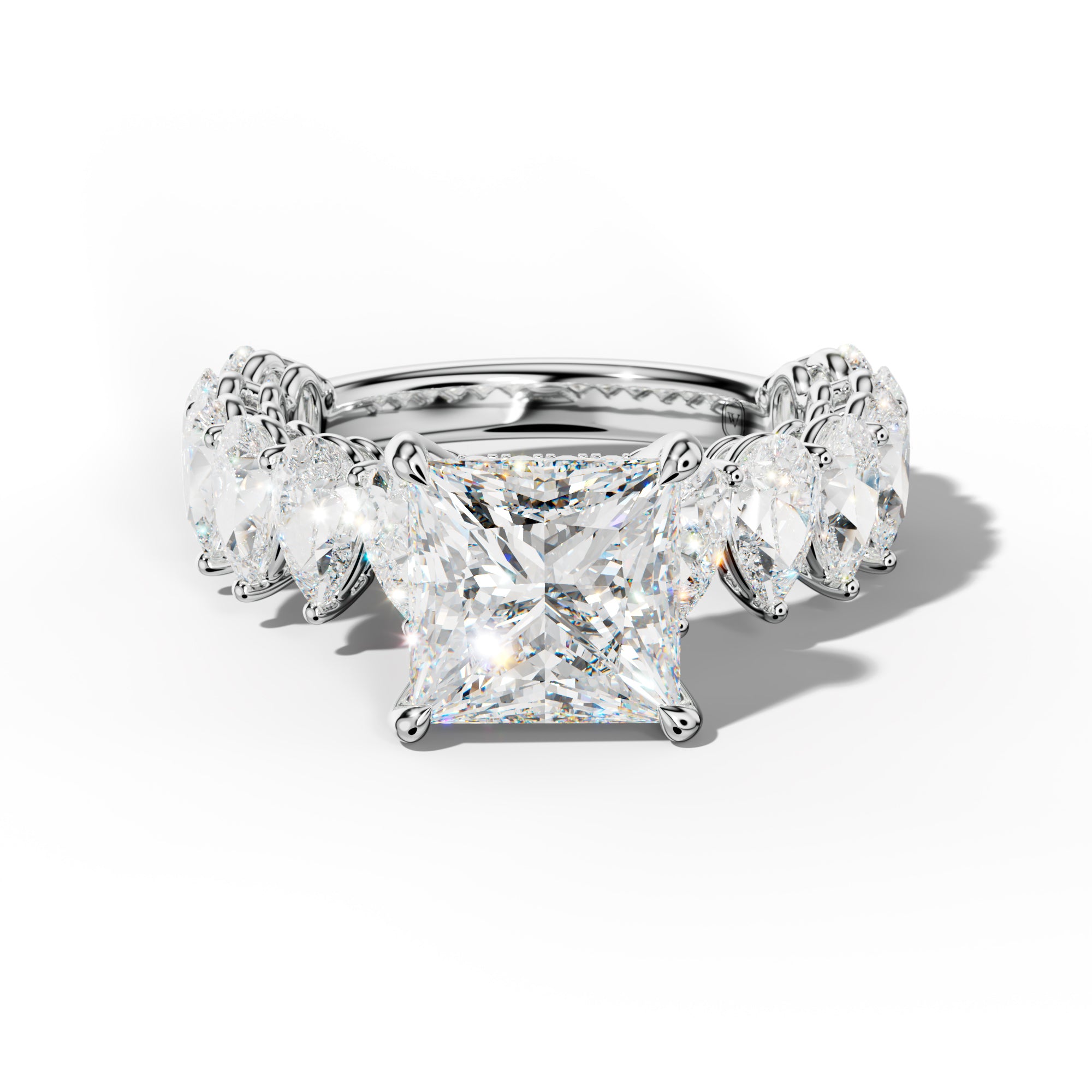 Remi Princess Cut Diamond Engagement Ring With Pear Shape Side Stones