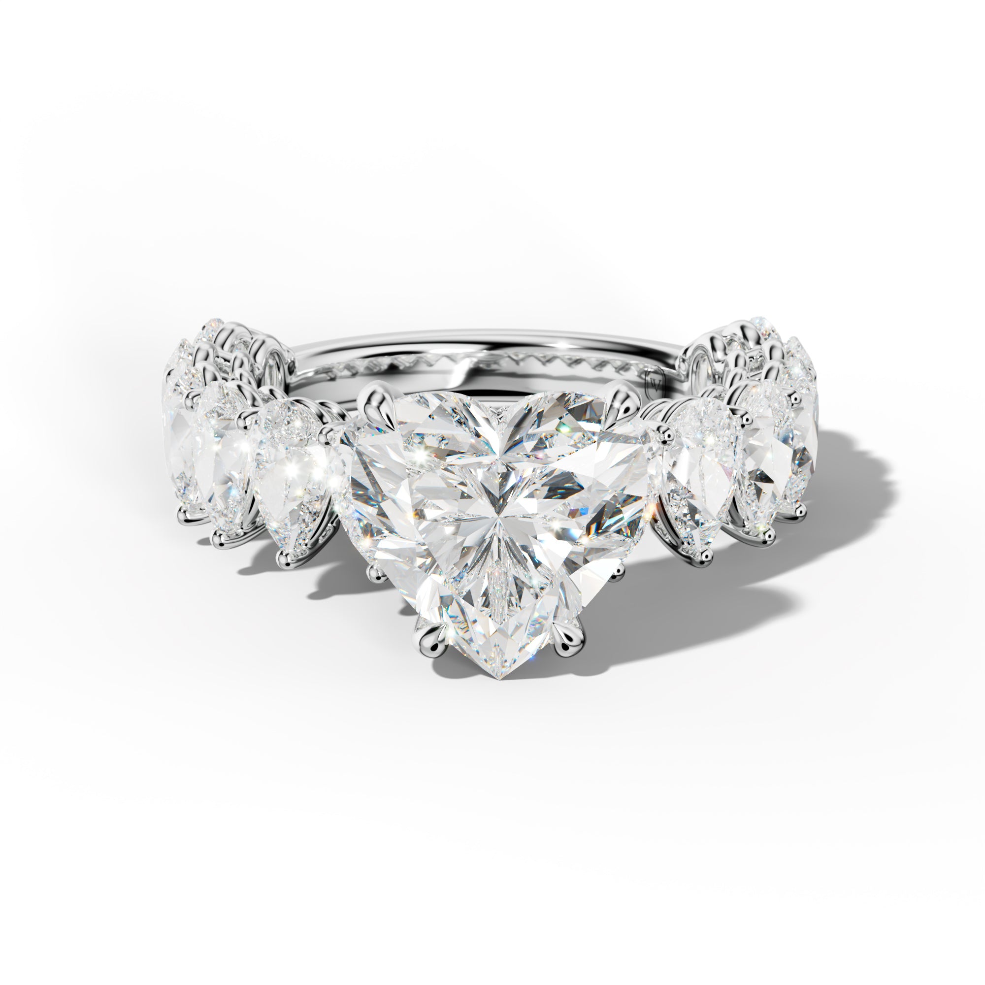 Remi Heart Diamond Engagement Ring With Pear Shape Side Stones