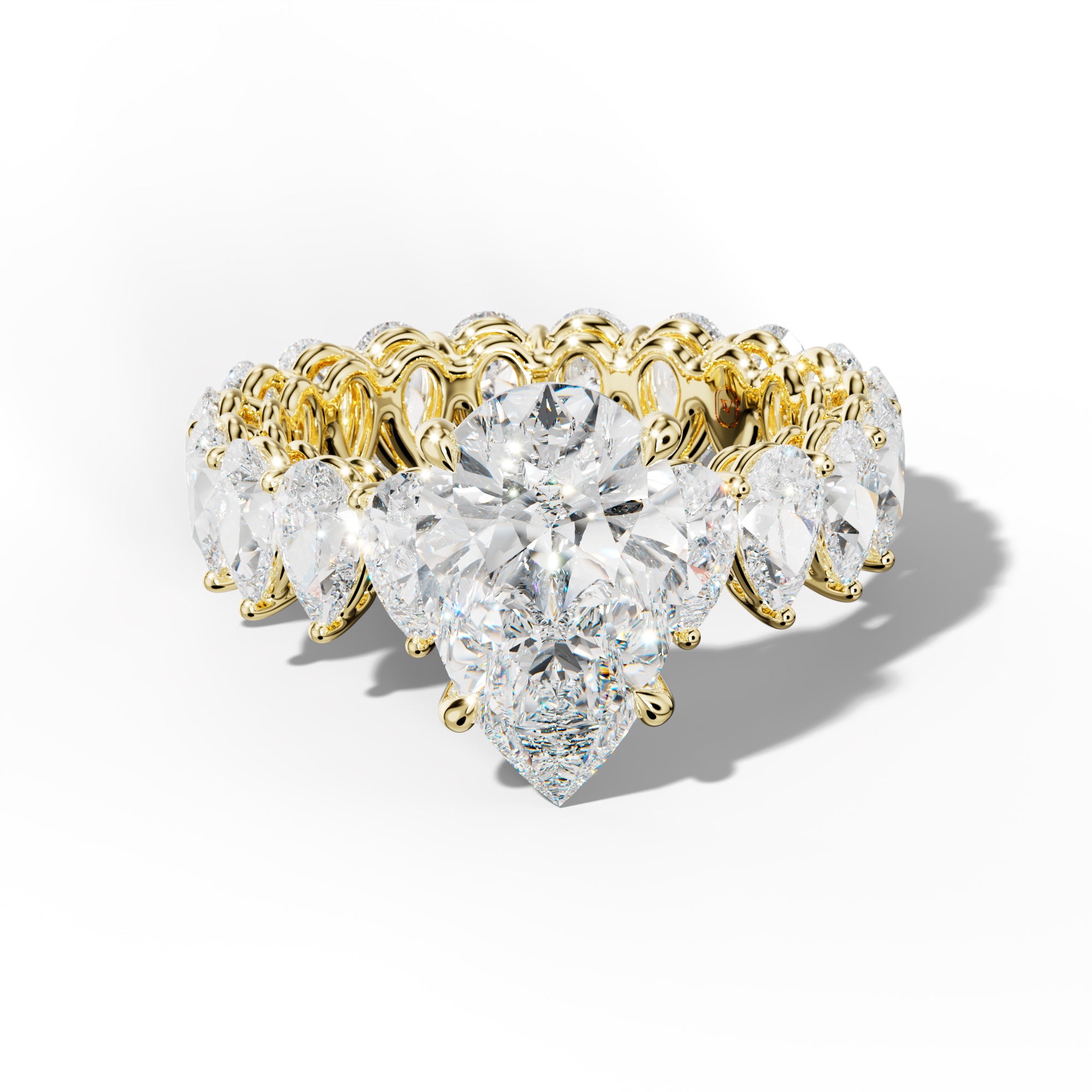 Maya Pear Shape Diamond Engagement Ring With Pear Shape Side Stones