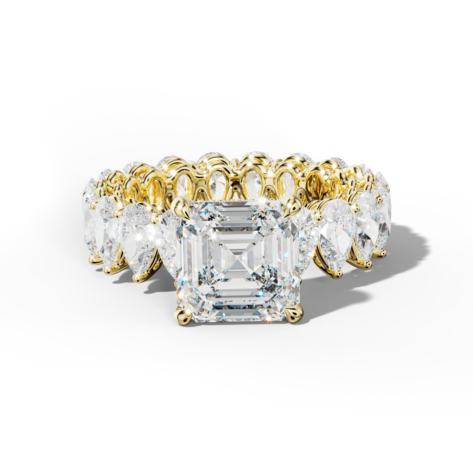 Maya Asscher Diamond Engagement Ring With Pear Shape Side Stones