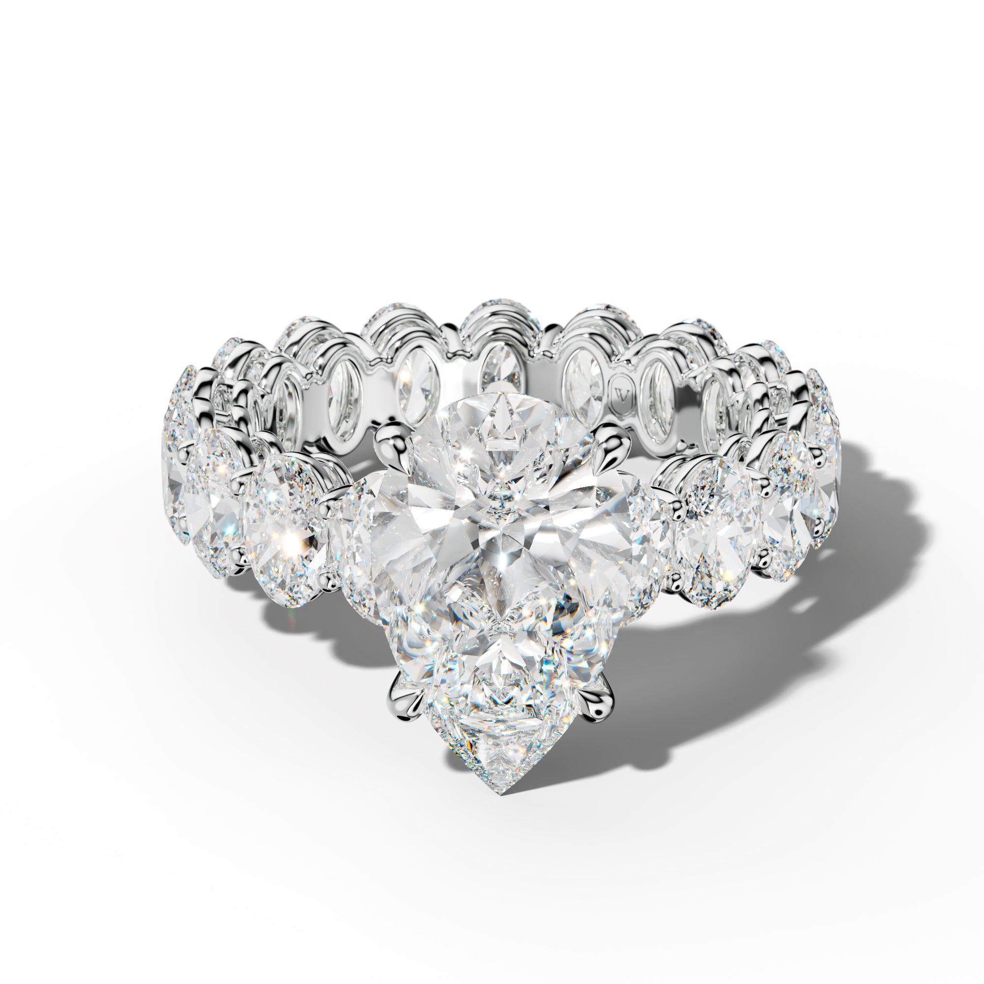 Amoura Pear Shape Engagement Ring With Oval Side Stones