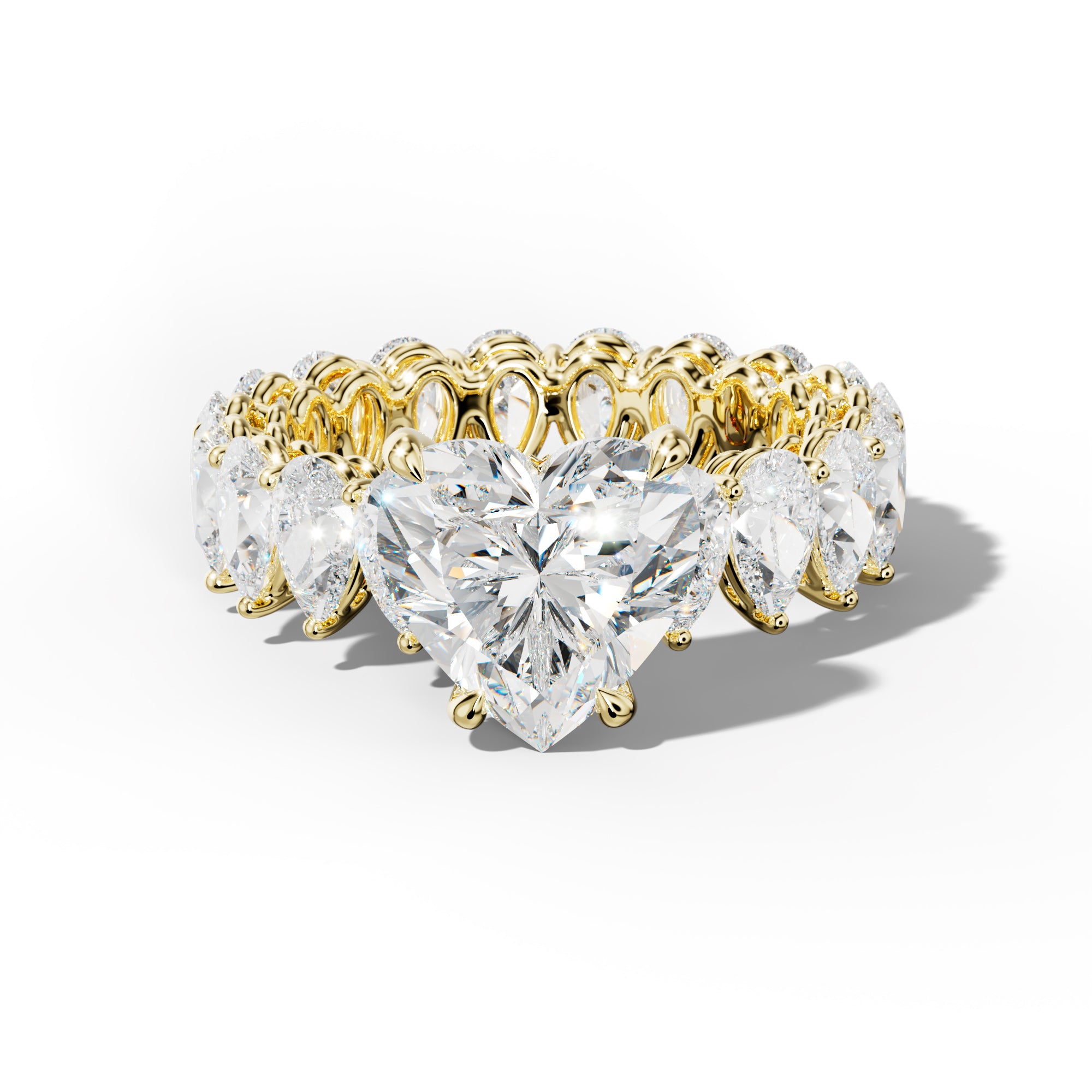 Maya Heart Diamond Engagement Ring With Pear Shape Side Stones