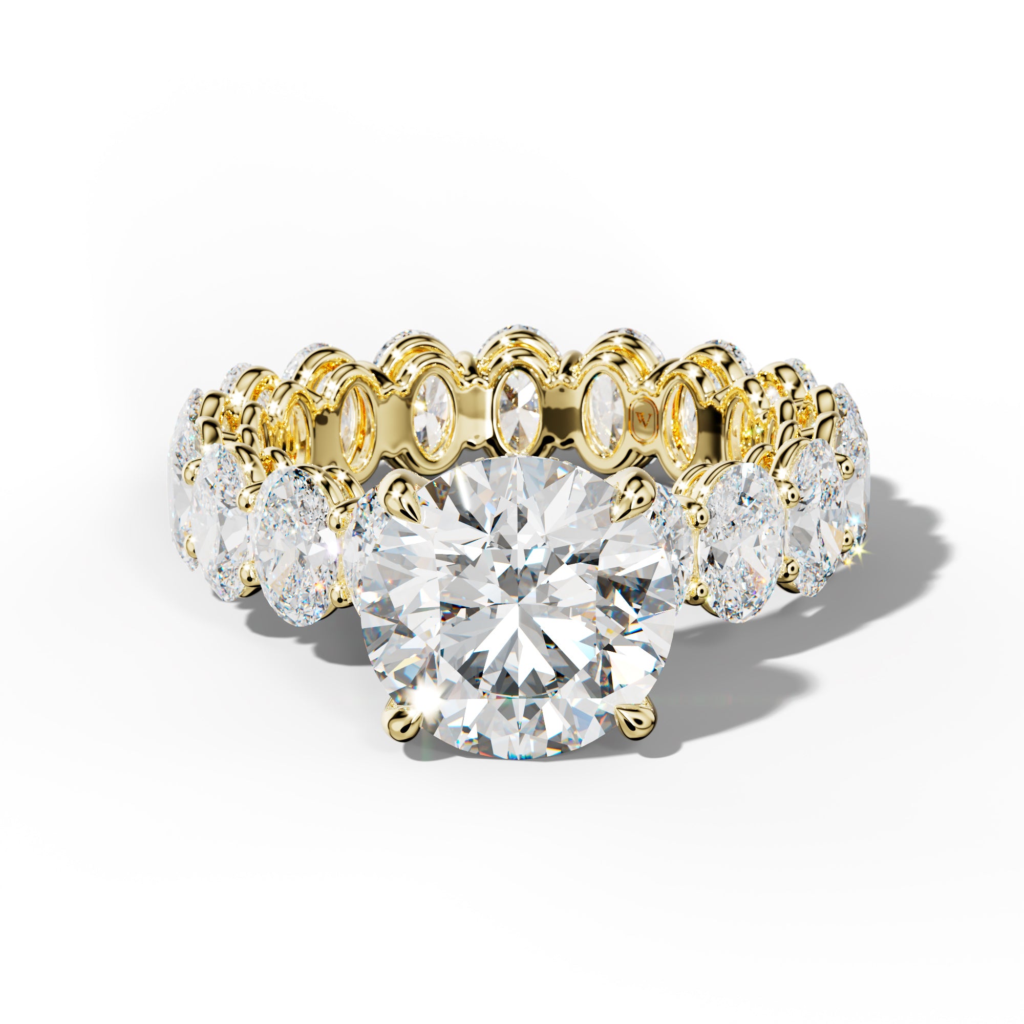 Amoura Round Diamond Engagement Ring With Oval Side Stones