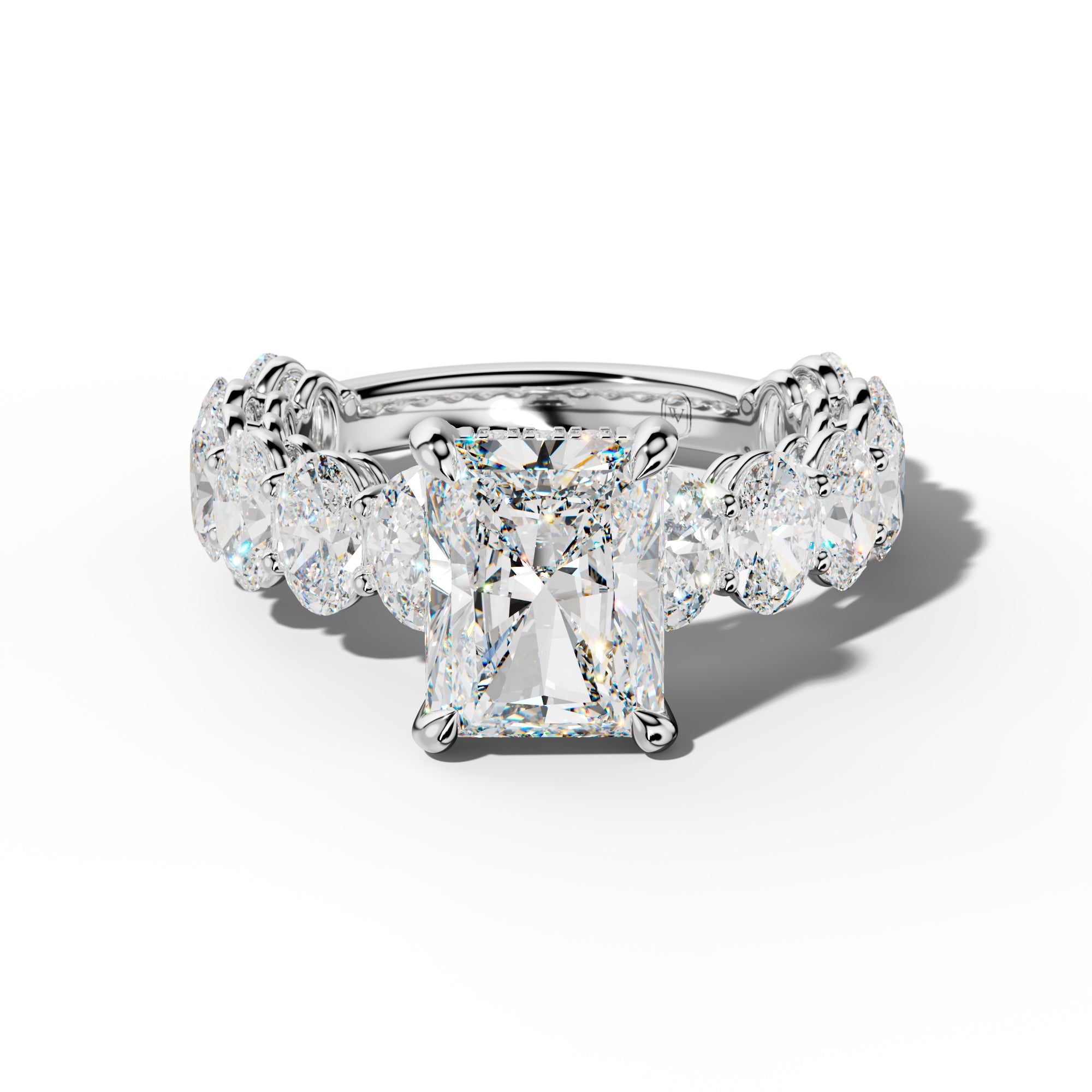 Saylor Radiant Diamond Engagement Ring With Oval Side Stones