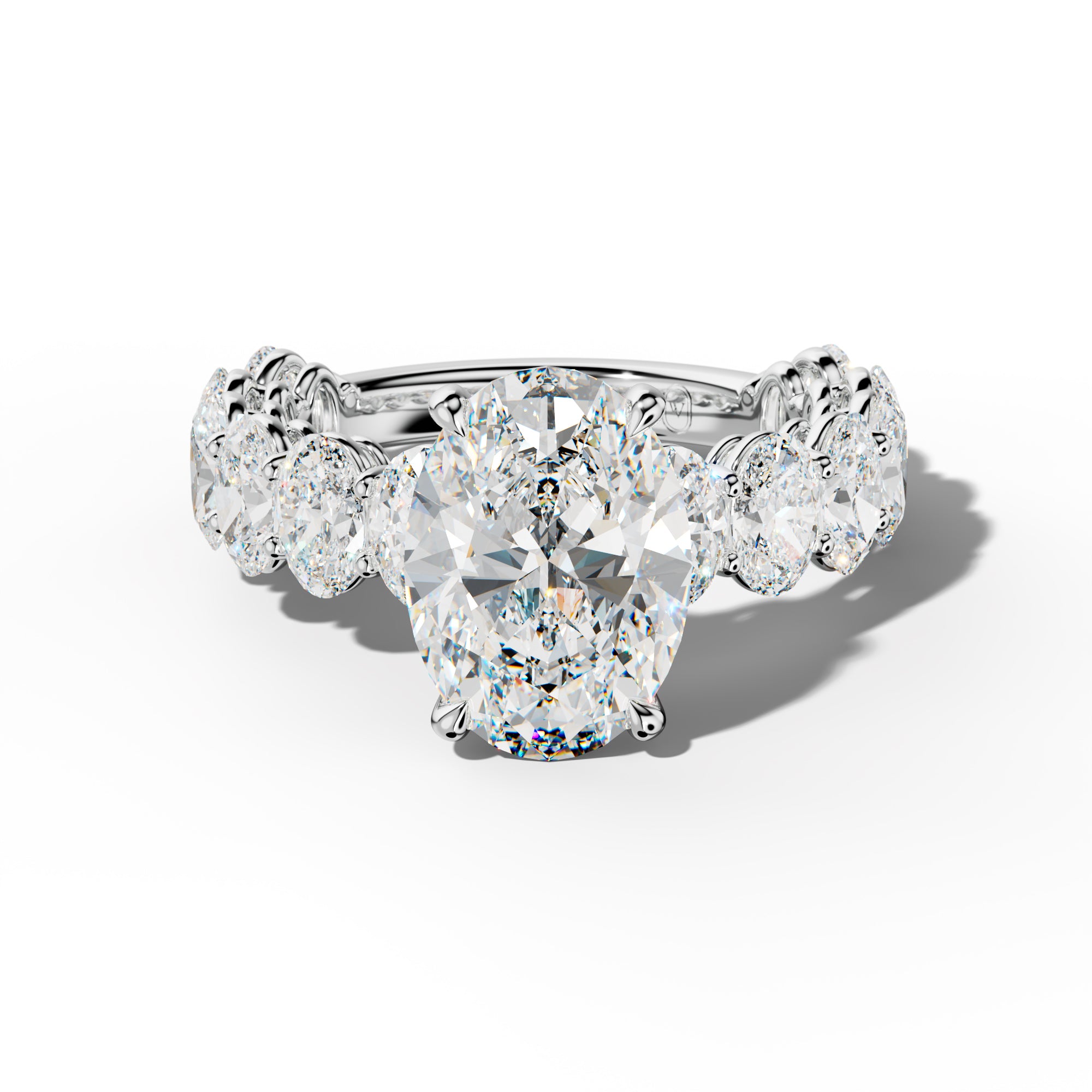 Saylor Oval Diamond Engagement Ring With Oval Side Stones