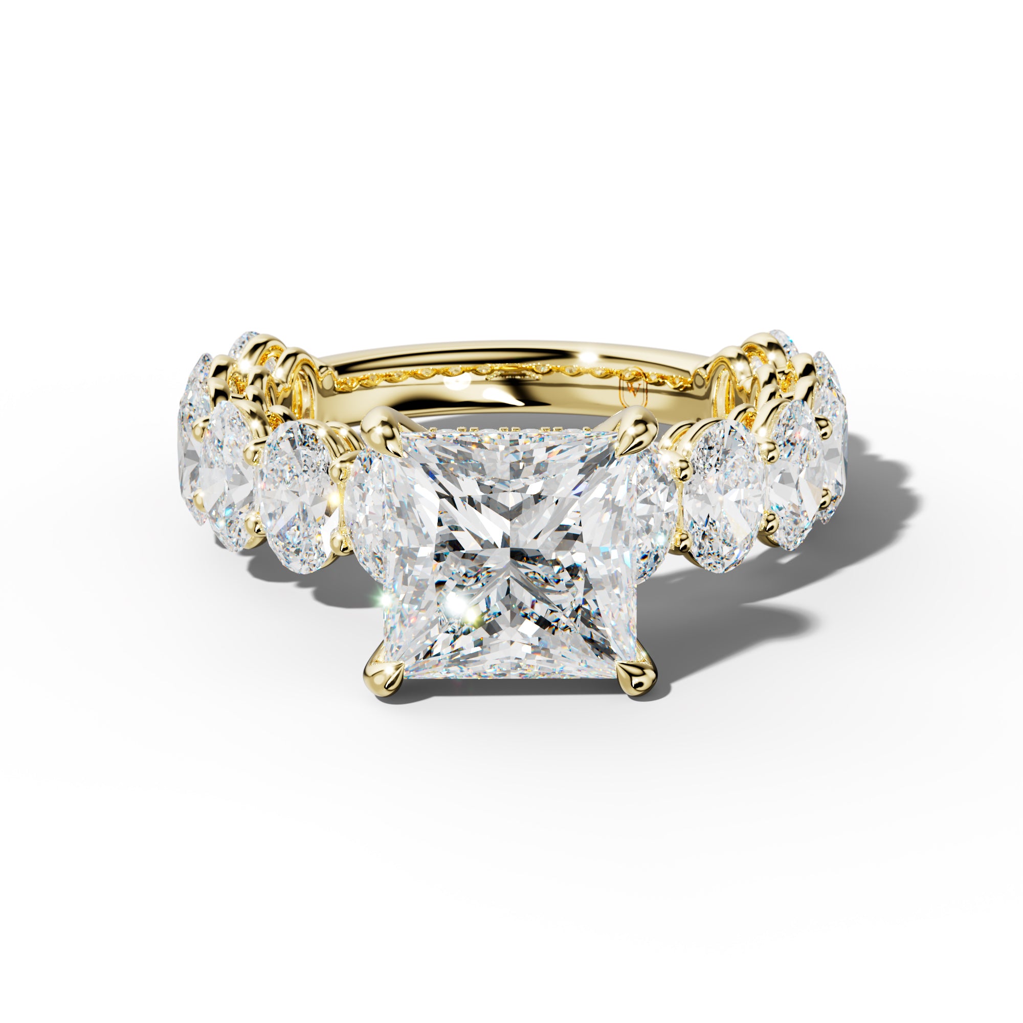Saylor Princess Cut  Engagement Ring With Oval Side Stones