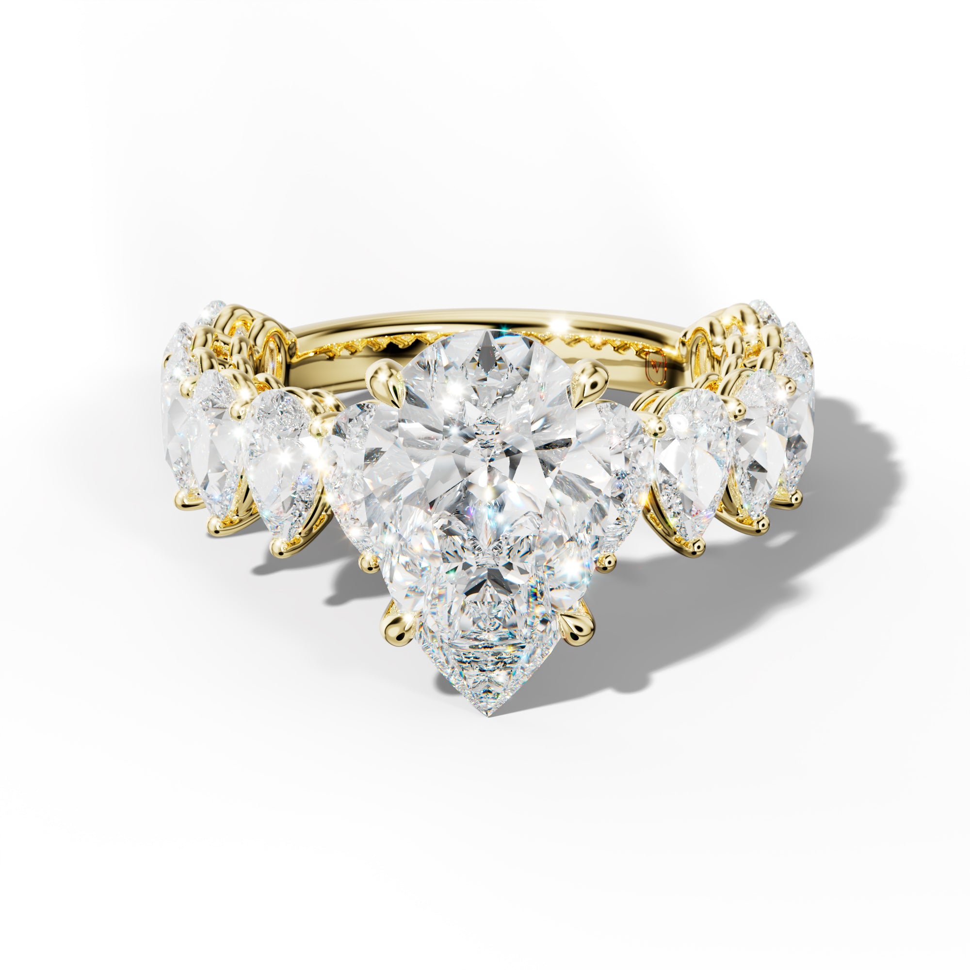 Remi Pear Shape Diamond Engagement Ring With Pear Shape Side Stones