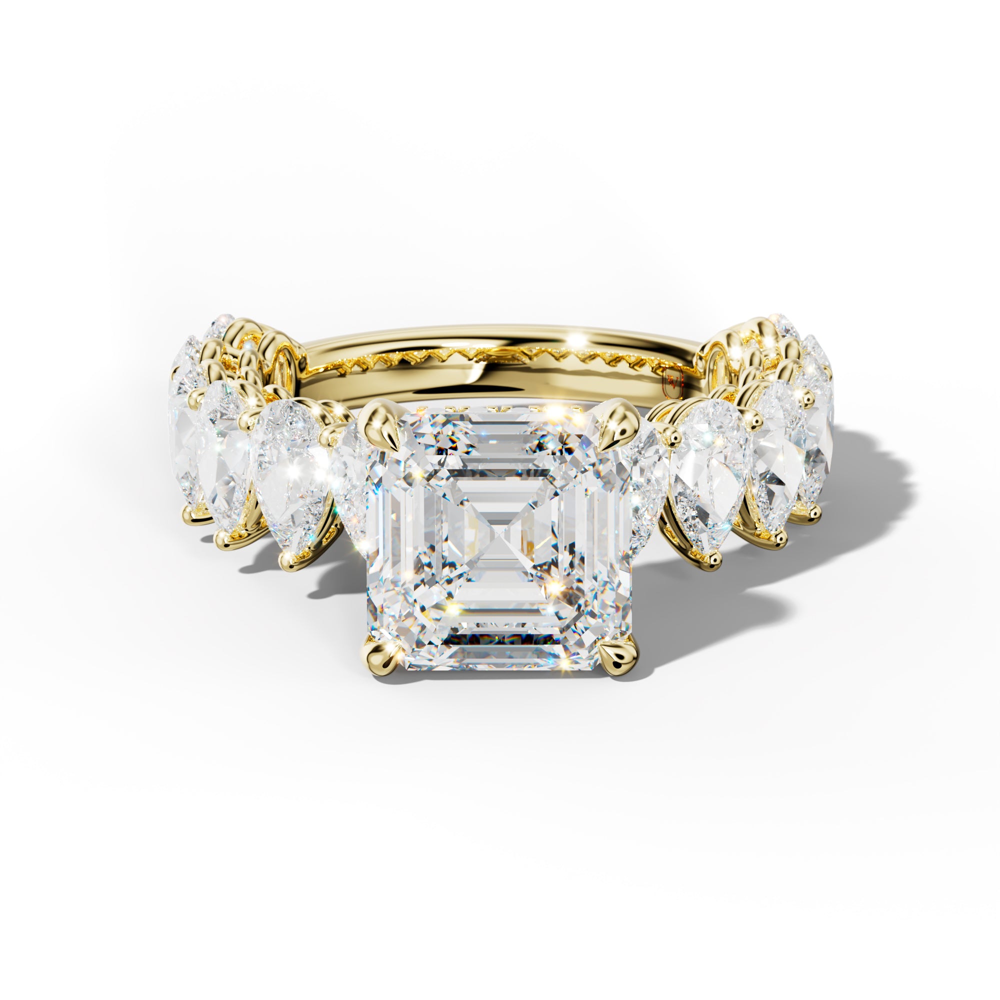 Remi Asscher Diamond Engagement Ring With Pear Shape Side Stones